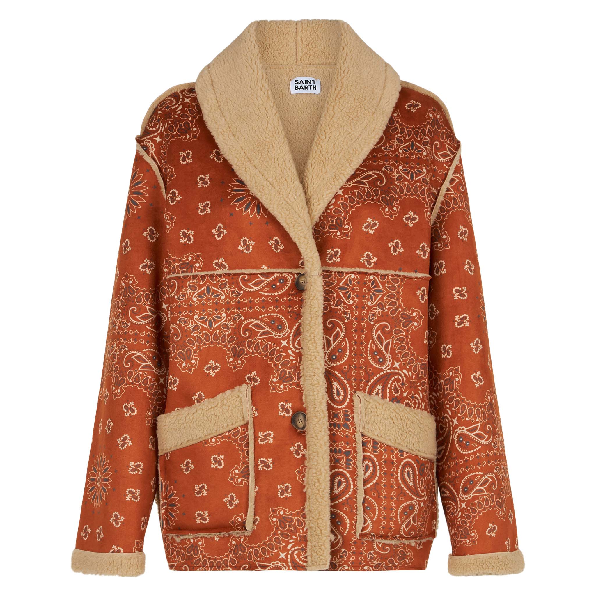 mc2-saint-barth-dorys-giacca-donna-reversibile-shearling-stampa-bandana-beige image 5