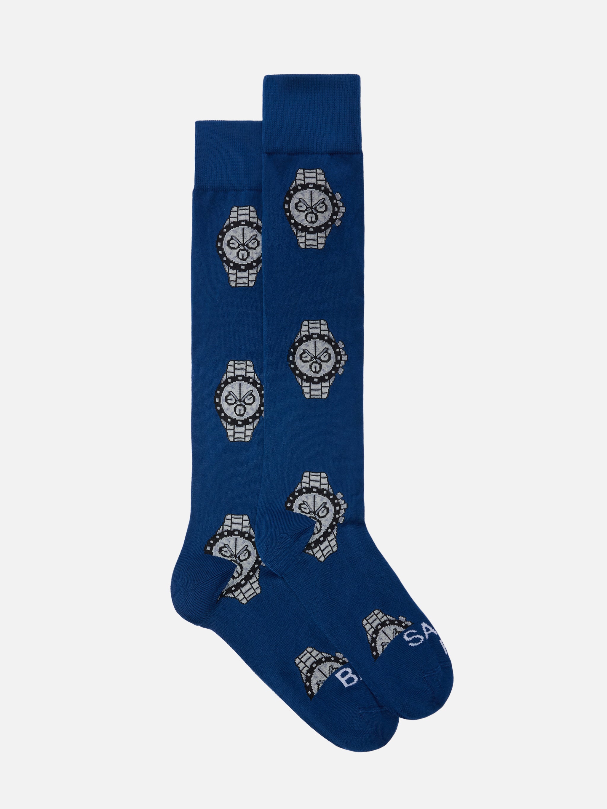 mc2-saint-barth-calze-sox-uomo-in-misto-cotone-blu-con-orologi-jacquard image 1
