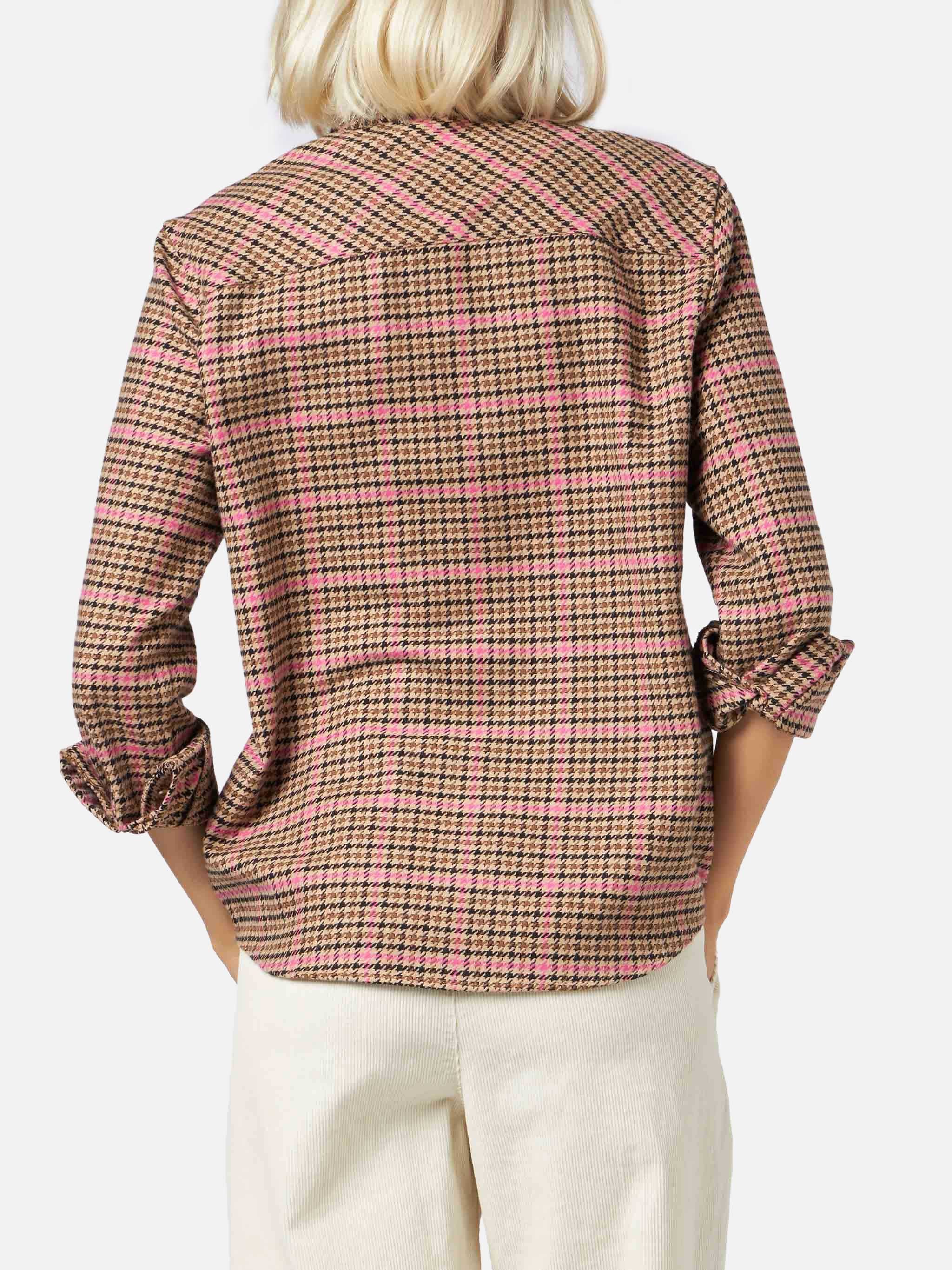 mc2-saint-barth-overshirt-deer-donna-con-stampa-pied-de-poule-marrone image 3