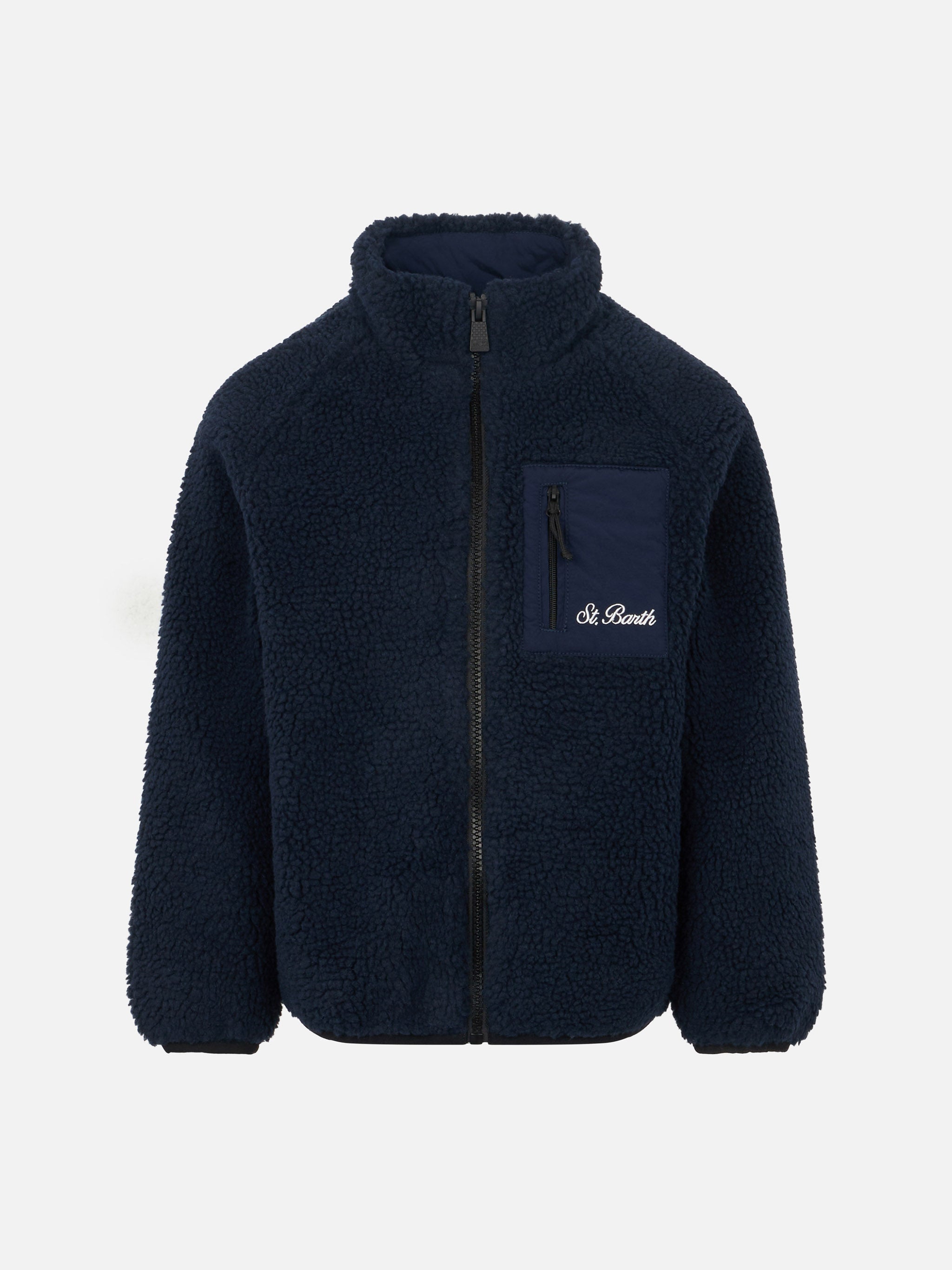 mc2-saint-barth-giacca-sherpa-bambino-blu-stampa-garfield-edizione-speciale image 2