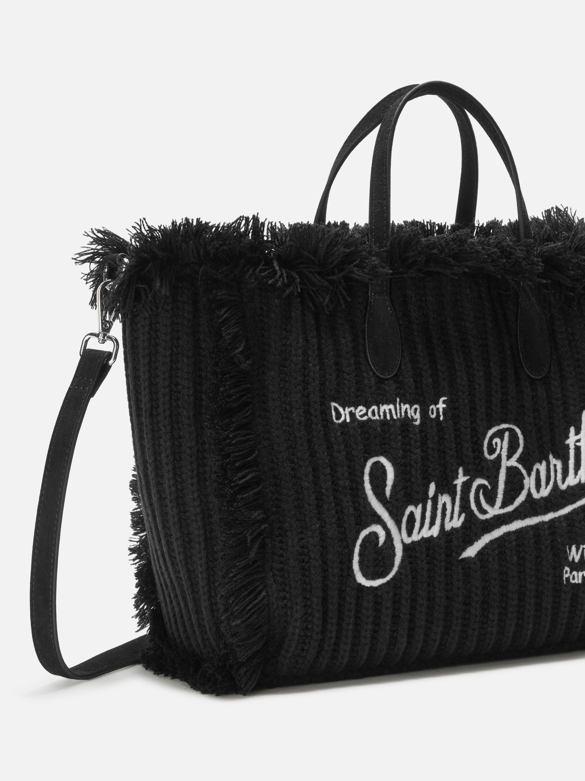 mc2-saint-barth-colette-wool-rib-borsa-a-mano-nera-a-trecce-con-tracolla image 3