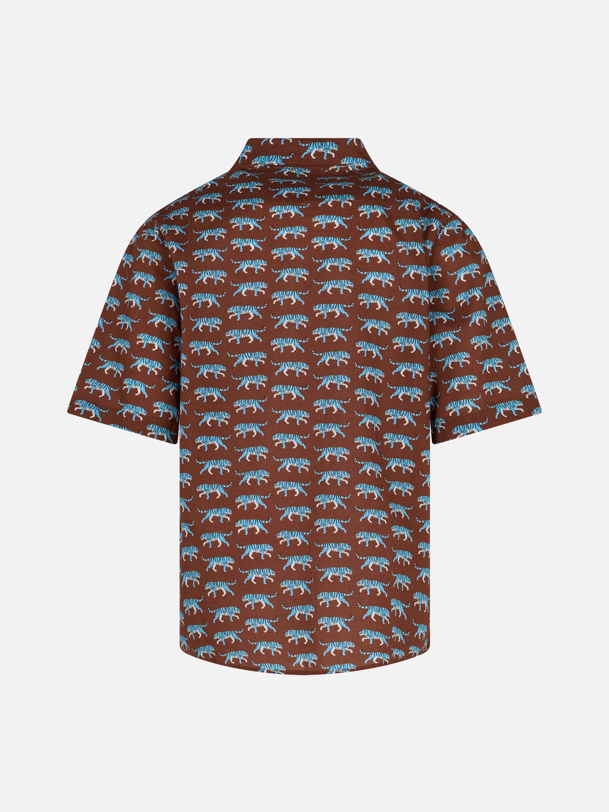 mc2-saint-barth-camicia-in-mussola-di-cotone-marrone-da-bambino-con-stampa-tigre image 2