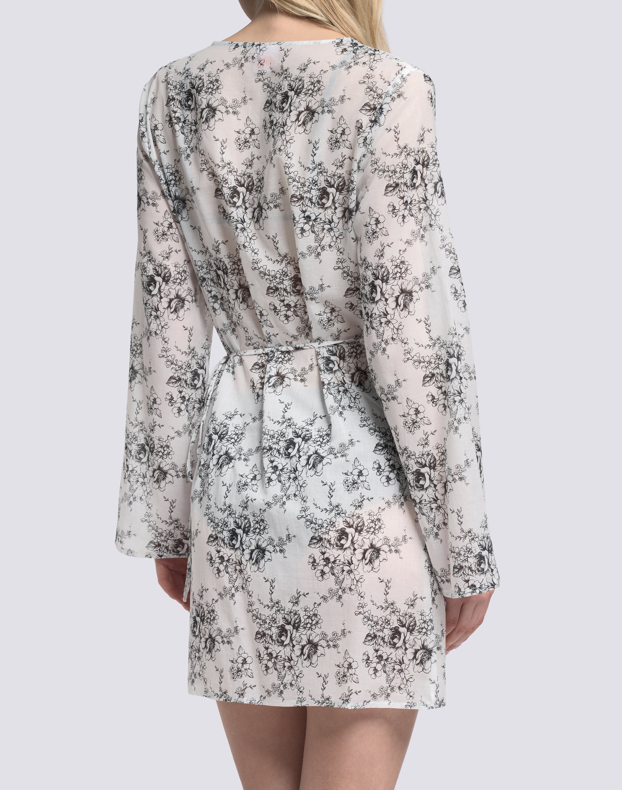 sundek-abito-donna-wrapover-corto-in-voile-di-cotone-stampa-rose-de-joie image 4