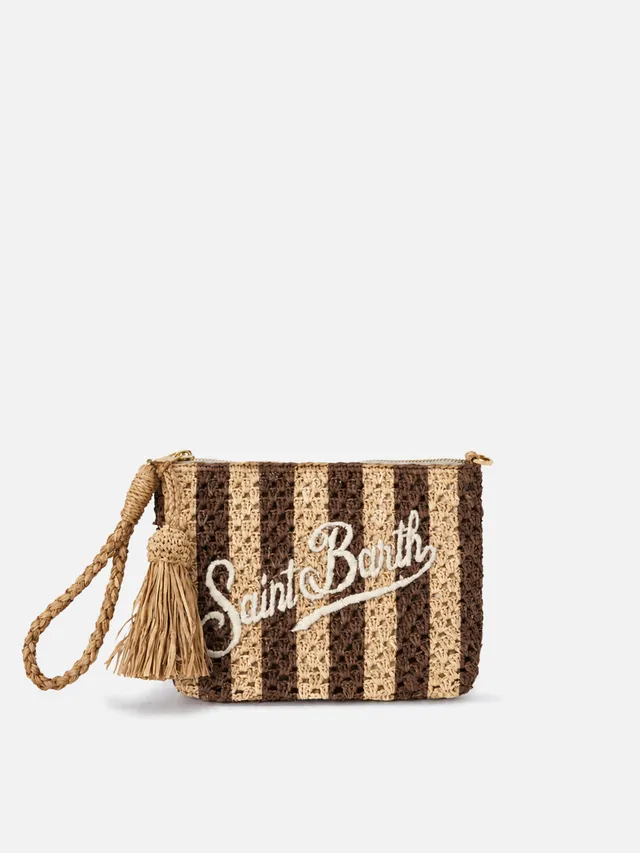 mc2-saint-barth-pouch-rafia-intrecciata-a-righe-con-logo-ricamato-e-zip image 1