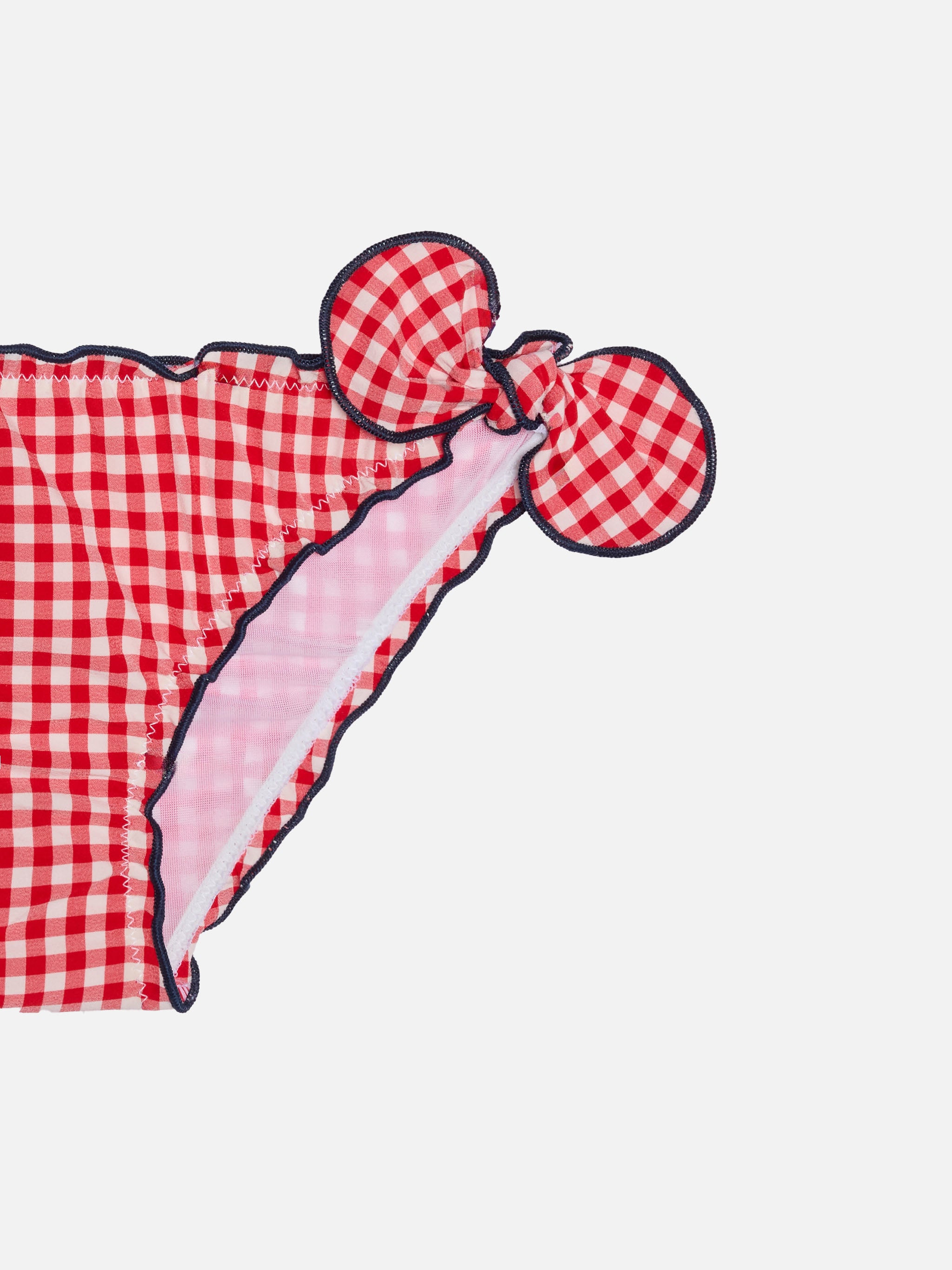 mc2-saint-barth-bikini-da-bambina-a-triangolo-con-stampa-vichy-rossa-e-bianca image 3