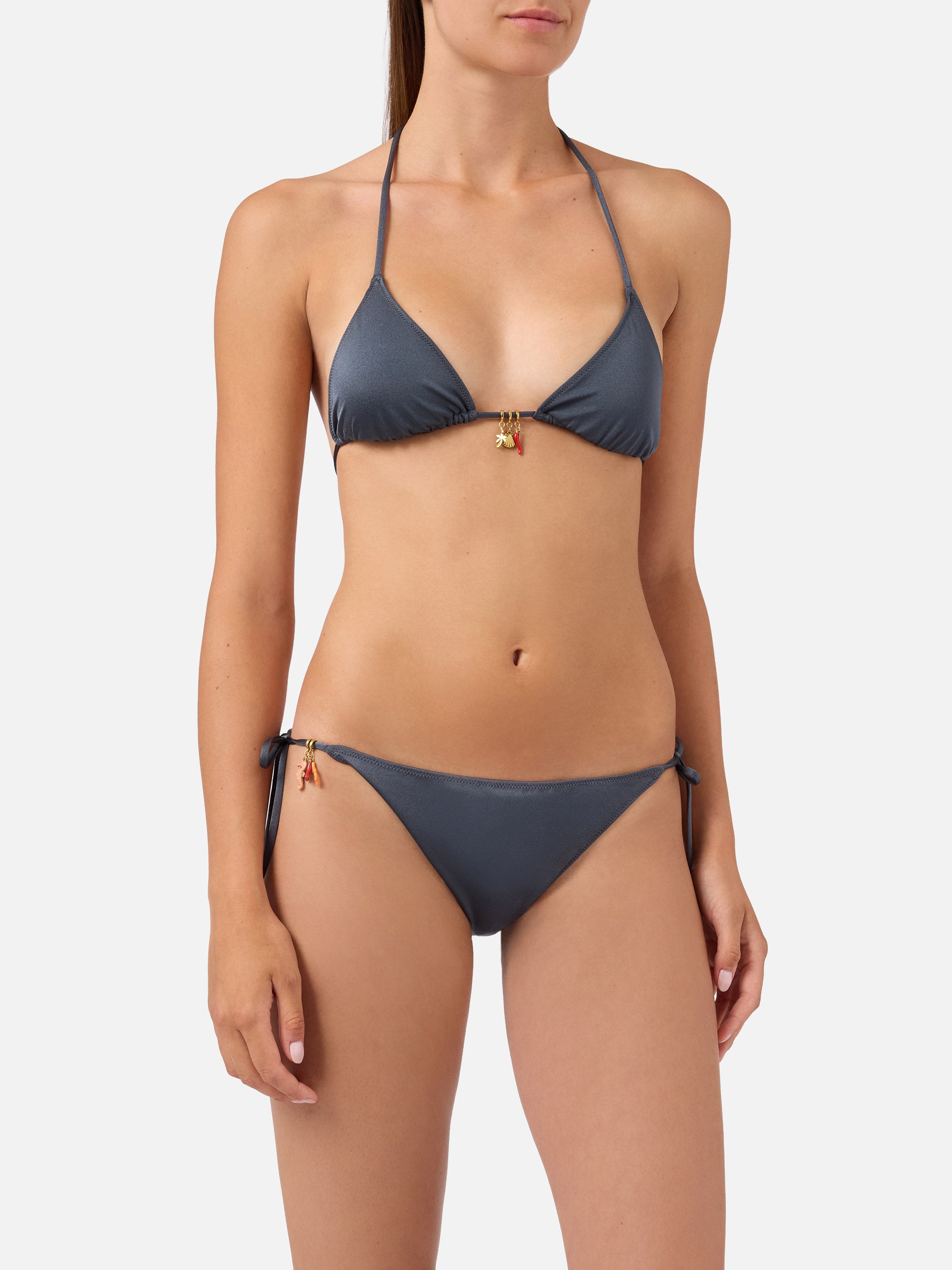 mc2-saint-barth-leah-virgo-bikini-donna-grigio-scuro-glossy-con-charms image 2