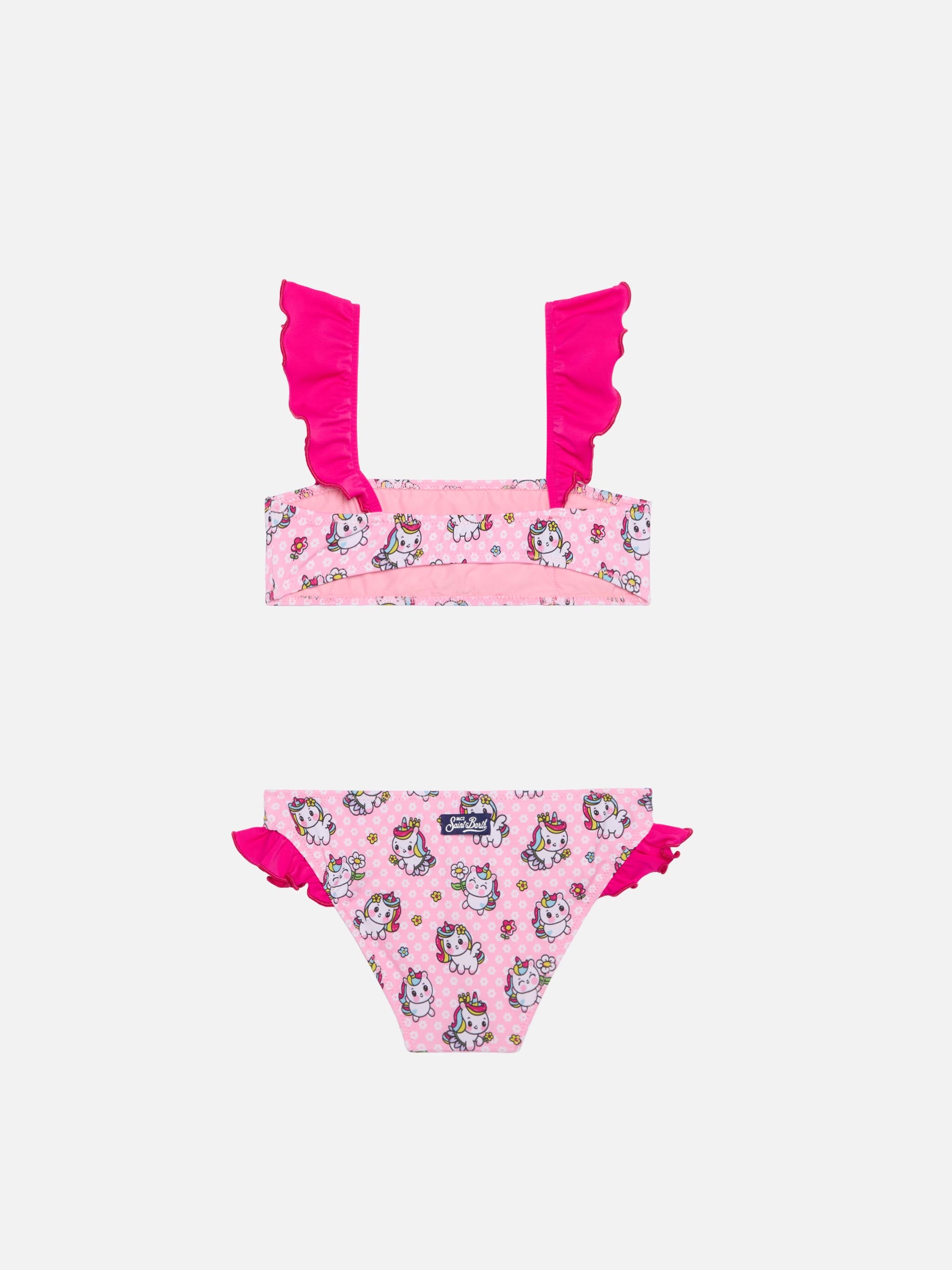 mc2-saint-barth-bikini-bambina-a-fascia-con-volant-stampa-unicorni-rosa image 2