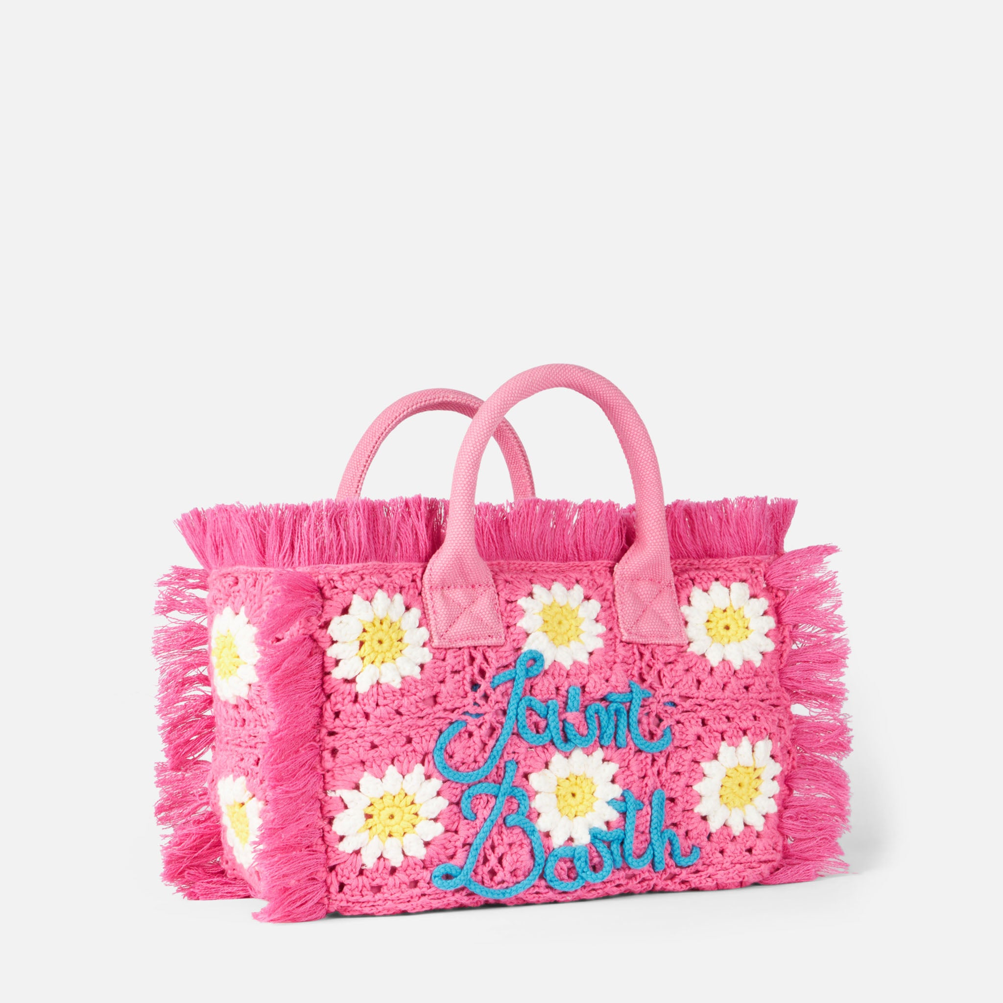 mc2-saint-barth-borsa-colette-rosa-con-patch-fiori-all-uncinetto-in-cotone image 4