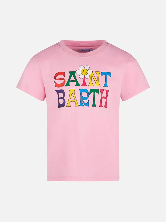 mc2-saint-barth-t-shirt-bambina-con-logo-e-margherita-cotone-rosa-vestibilit-reg image 1