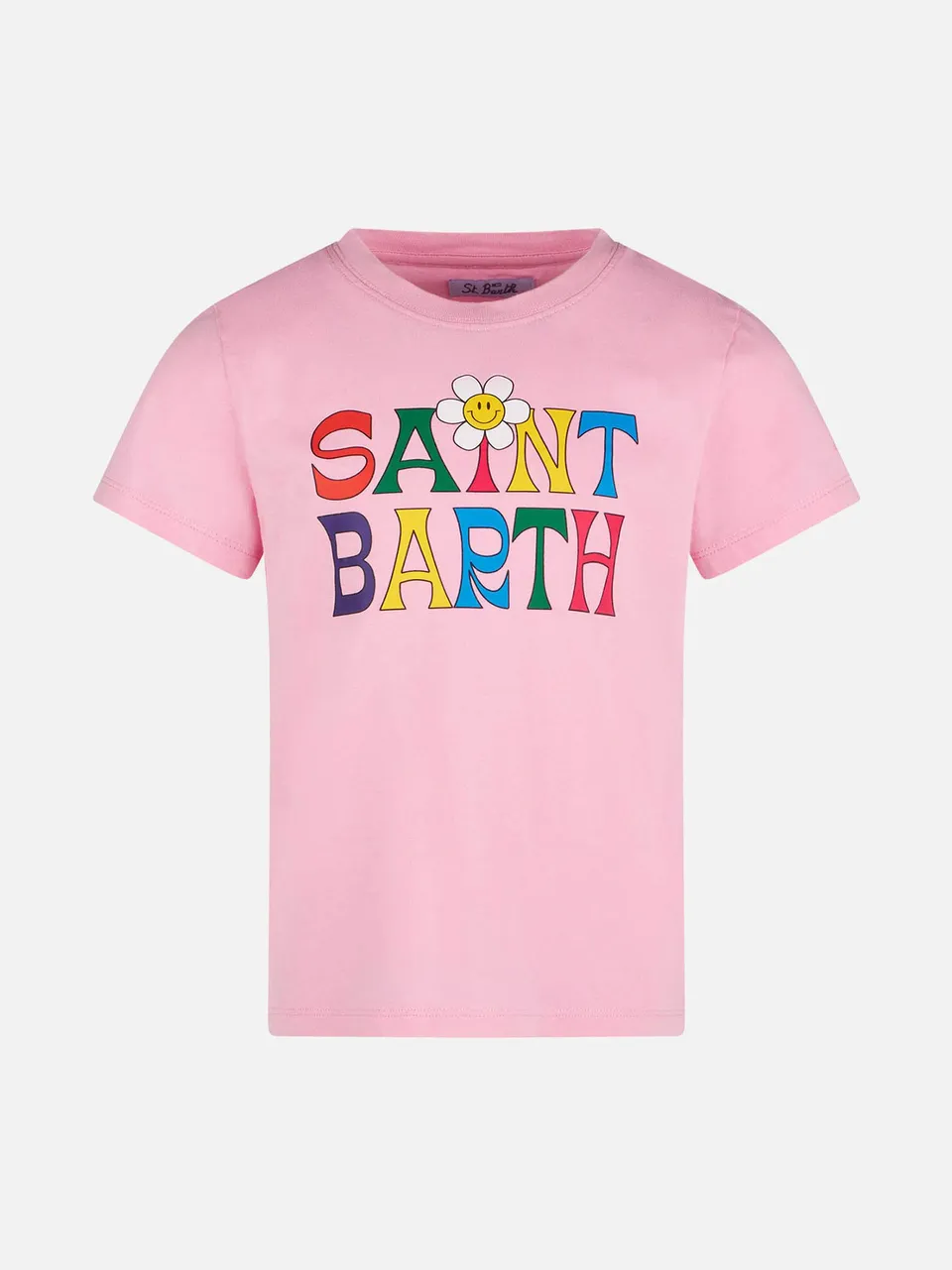 mc2-saint-barth-t-shirt-bambina-con-logo-e-margherita-cotone-rosa-vestibilit-reg image 1