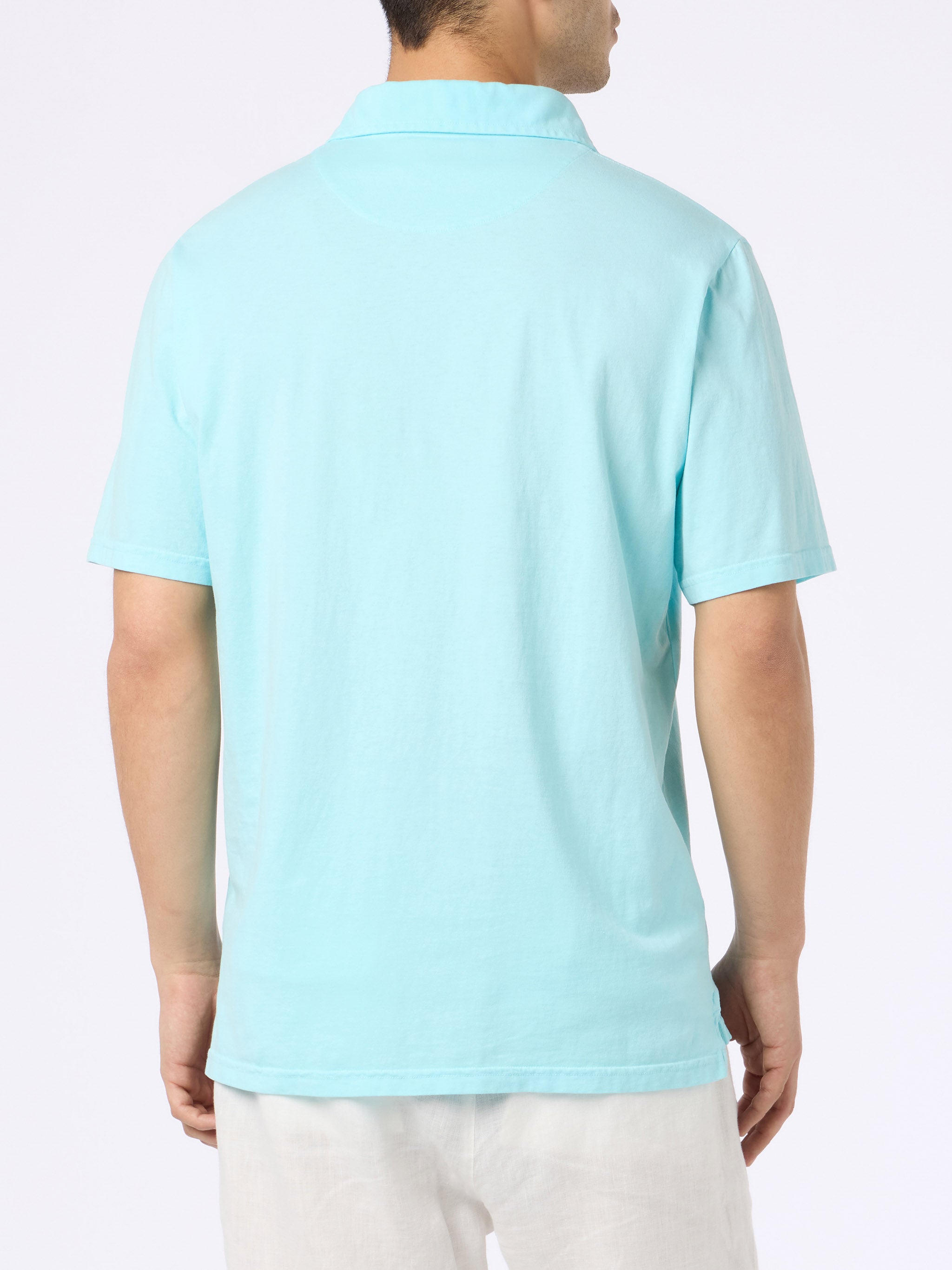 mc2-saint-barth-polo-brighton-uomo-in-cotone-jersey-verde-acqua-tinta-unita image 3