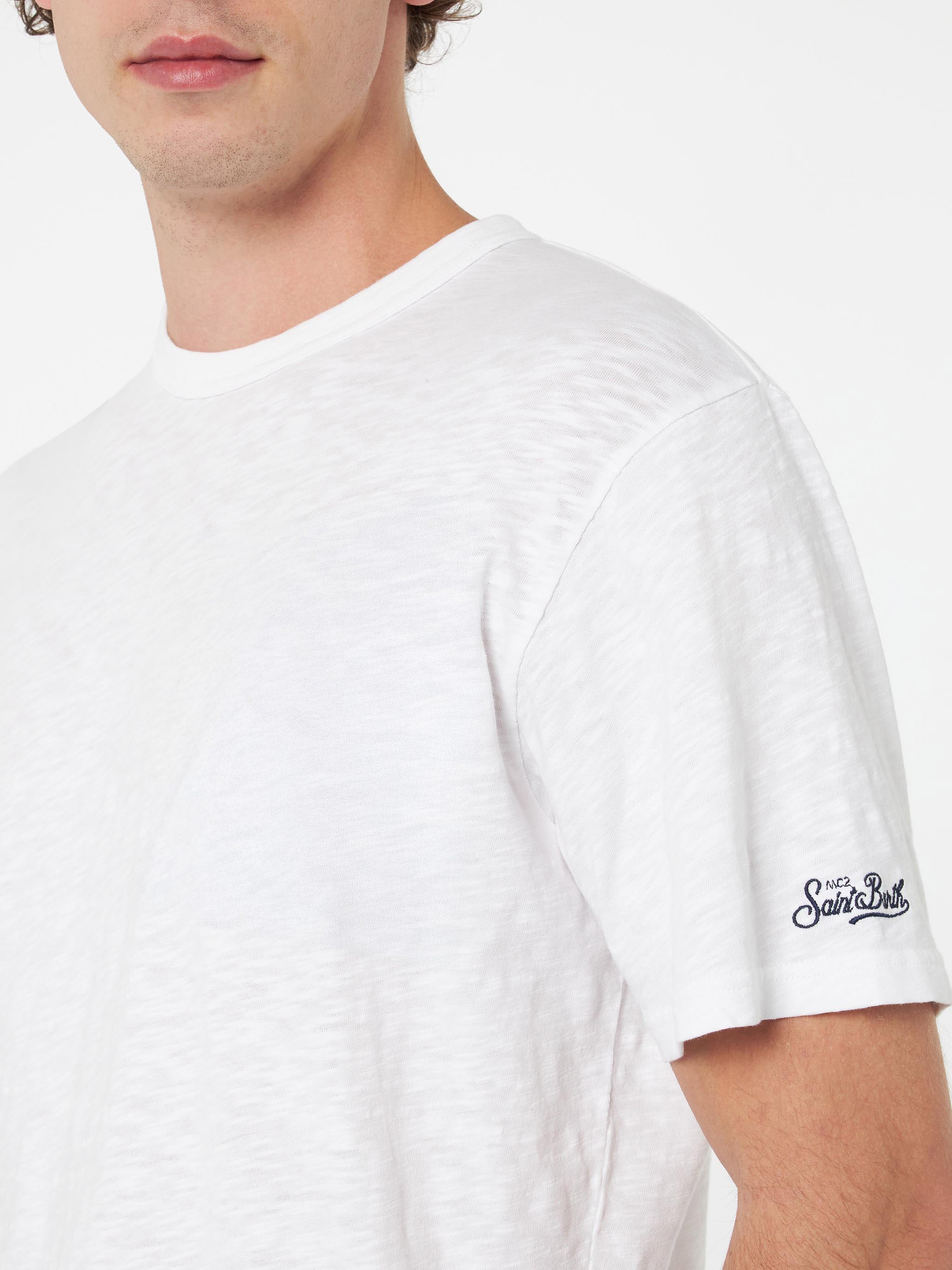 mc2-saint-barth-t-shirt-president-uomo-in-cotone-fiammato-bianco image 2