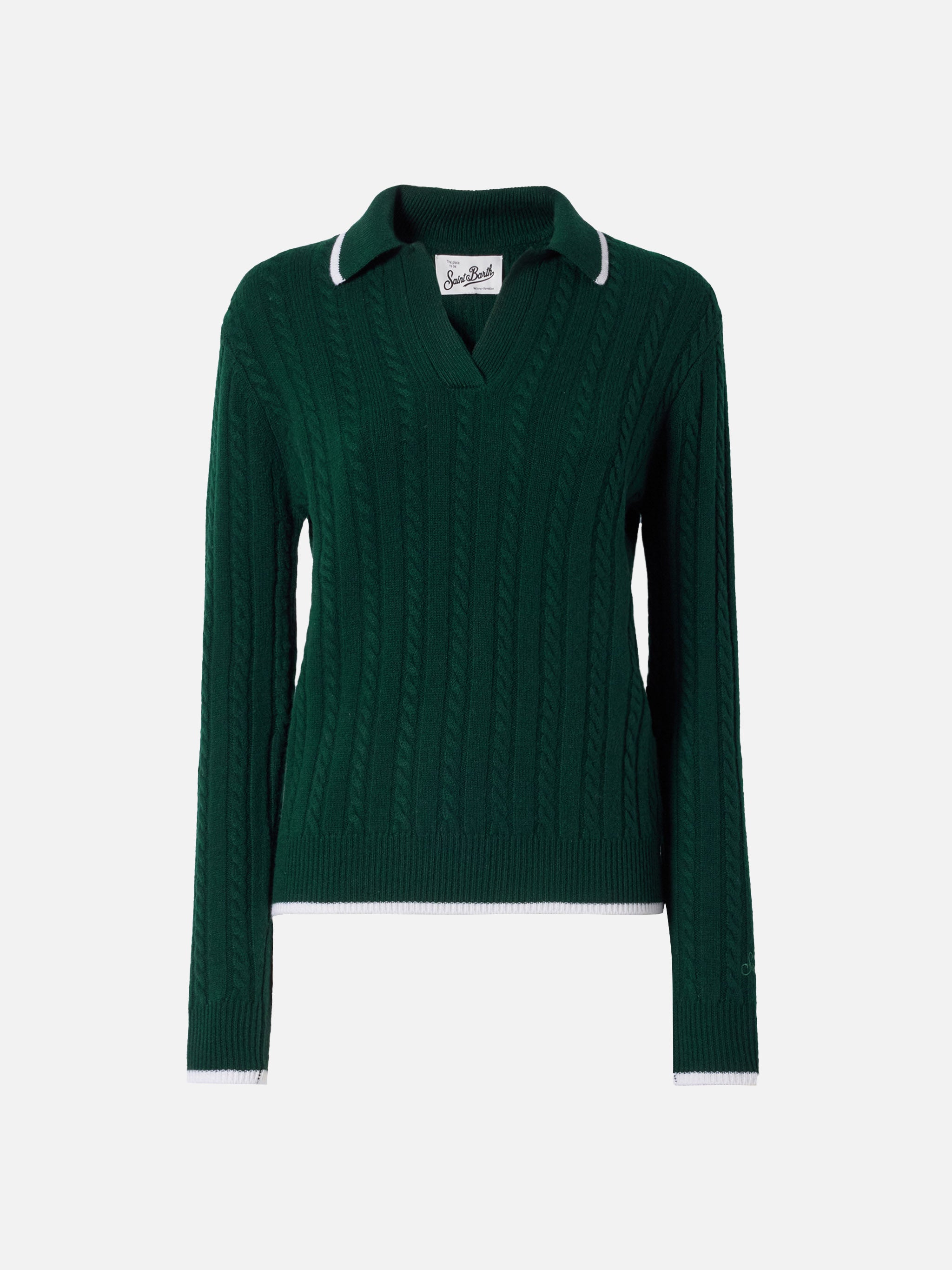 mc2-saint-barth-clichy-polo-trecce-donna-lana-verde-inglese image 6