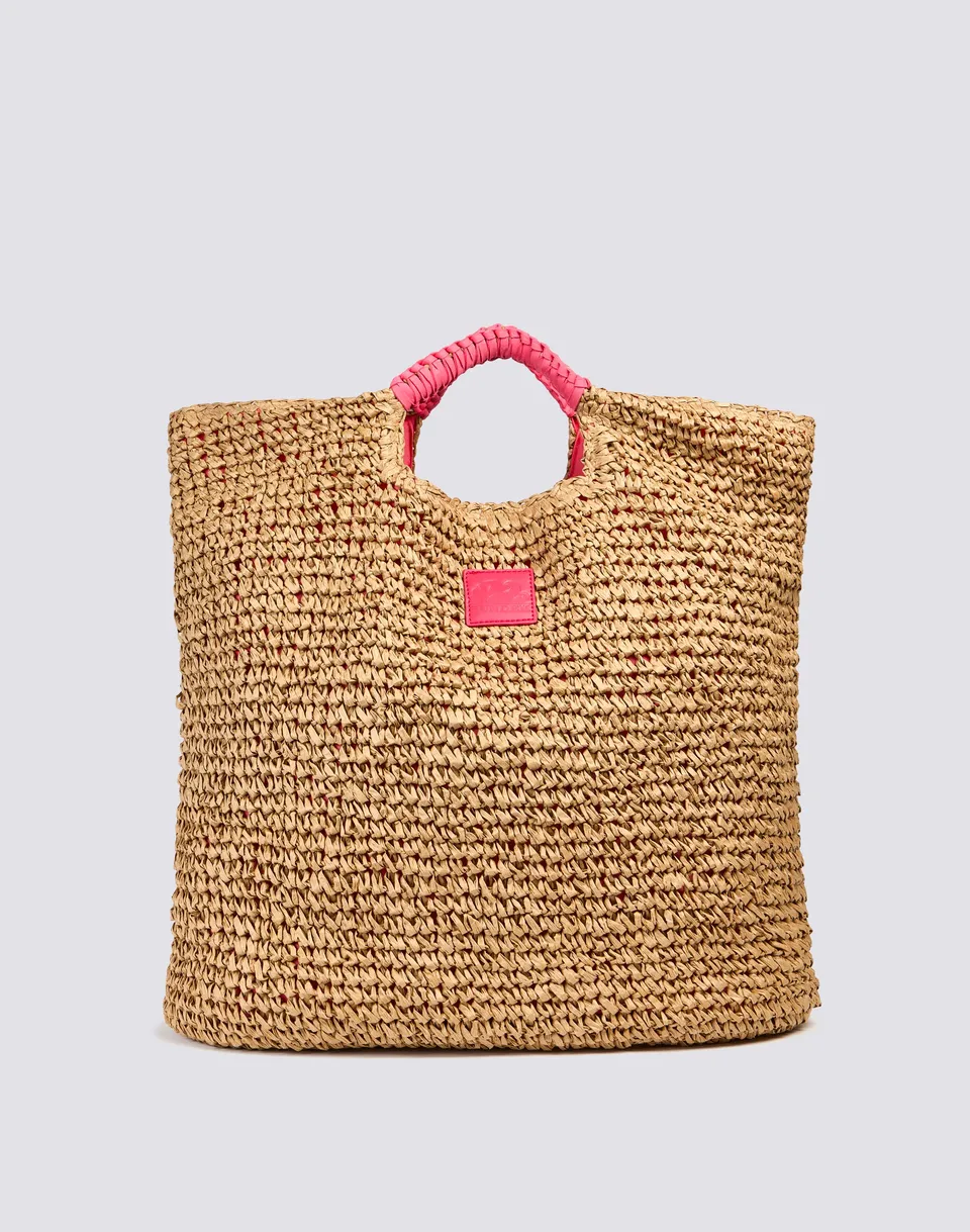 sundek-goldenwave-maxi-borsa-mare-paper-straw-intrecciata-con-zip image 1