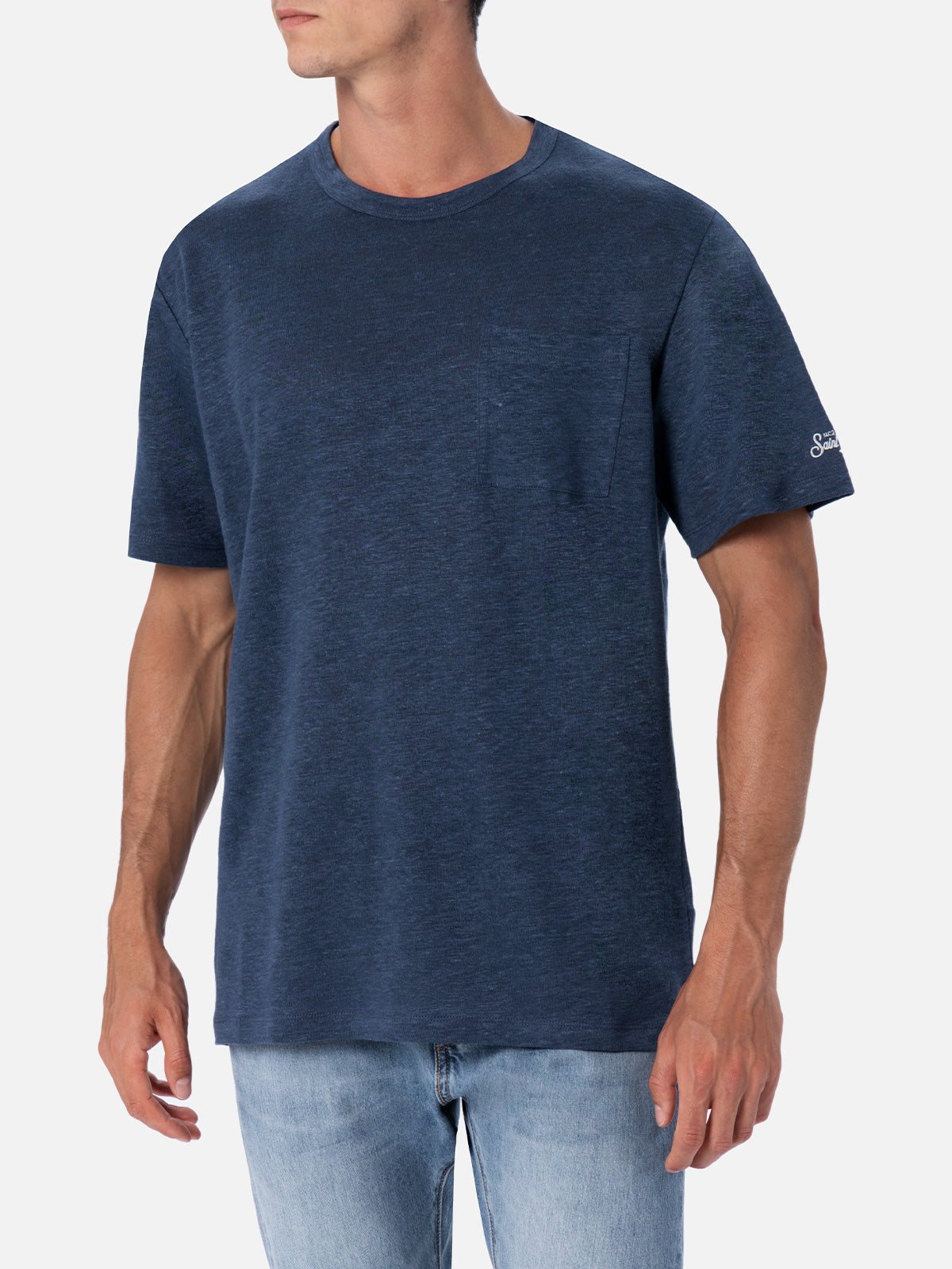 mc2-saint-barth-ecstasea-t-shirt-uomo-lino-blu-navy image 2