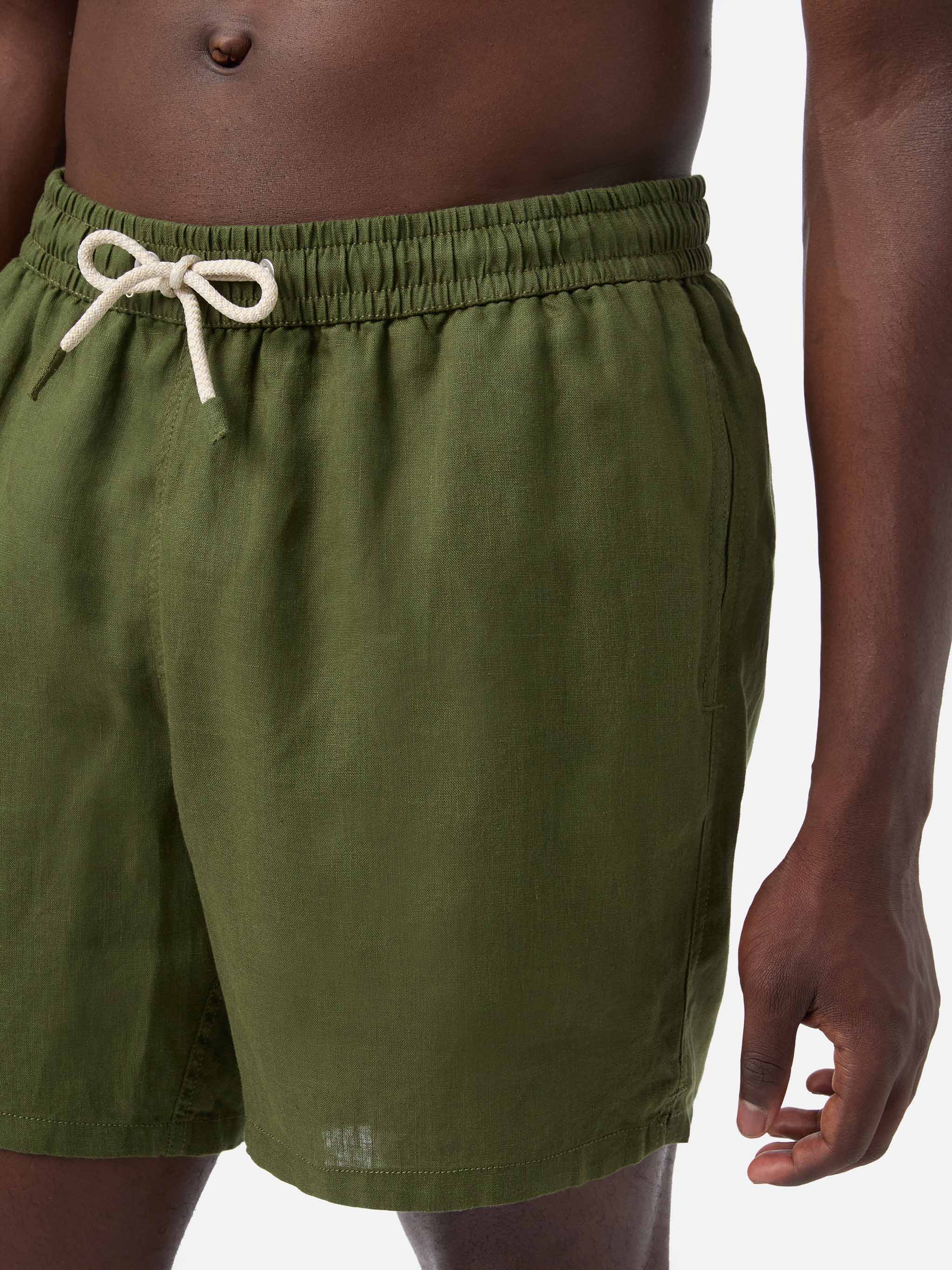 mc2-saint-barth-costume-mare-uomo-gustavia-in-lino-verde-militare-tinta-unita image 4