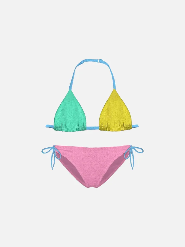 mc2-saint-barth-bikini-bambina-spugna-multicolore-verde-acqua-rosa-giallo image 1
