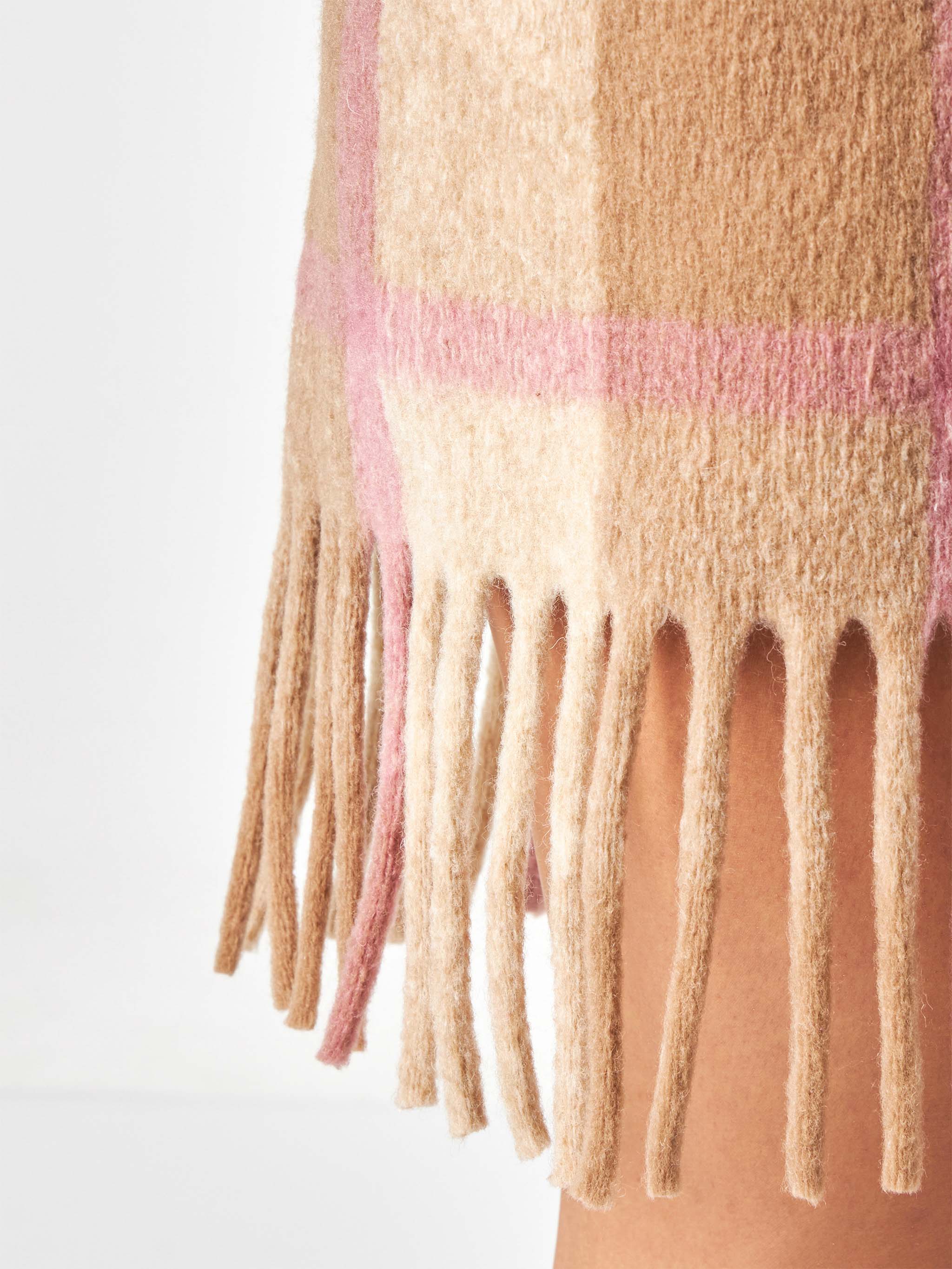 mc2-saint-barth-katrine-gonna-maglia-donna-tartan-beige-rosa-con-frange image 3