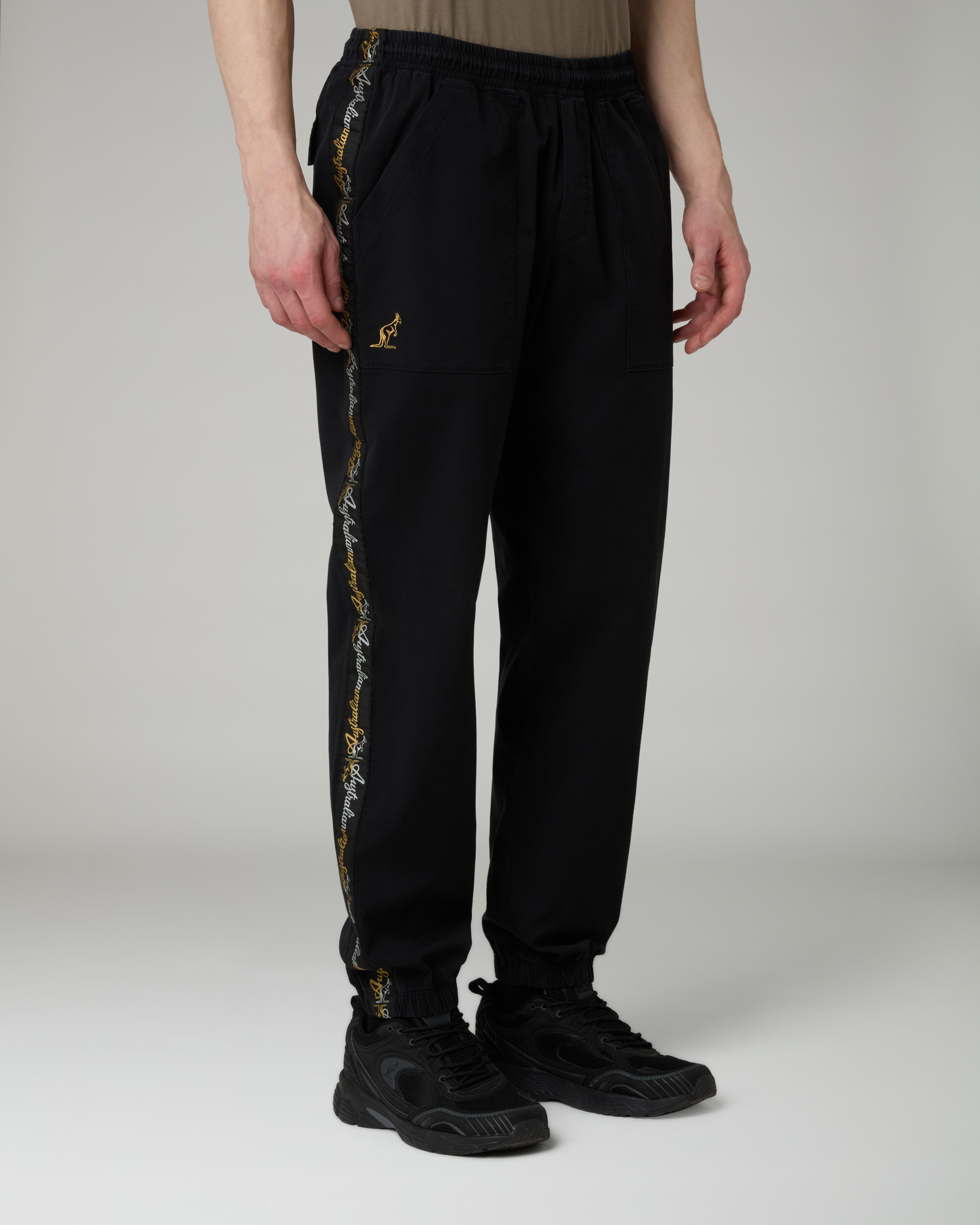 australian-mirage-lux-track-pant-nero-pantalone-cotton-twill-banda-lux-made-in-i image 1