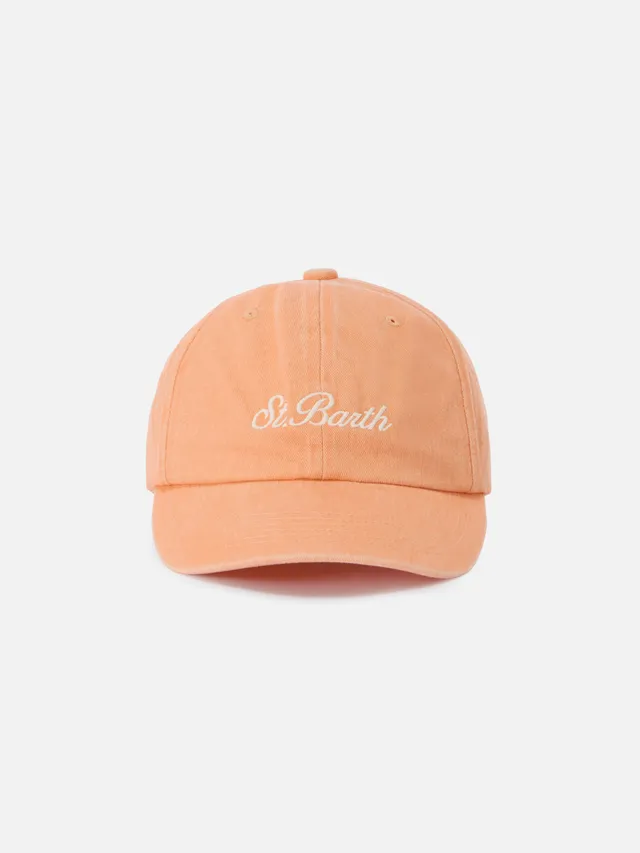 mc2-saint-barth-cappellino-davis-arancione-in-cotone-con-logo-ricamato image 1