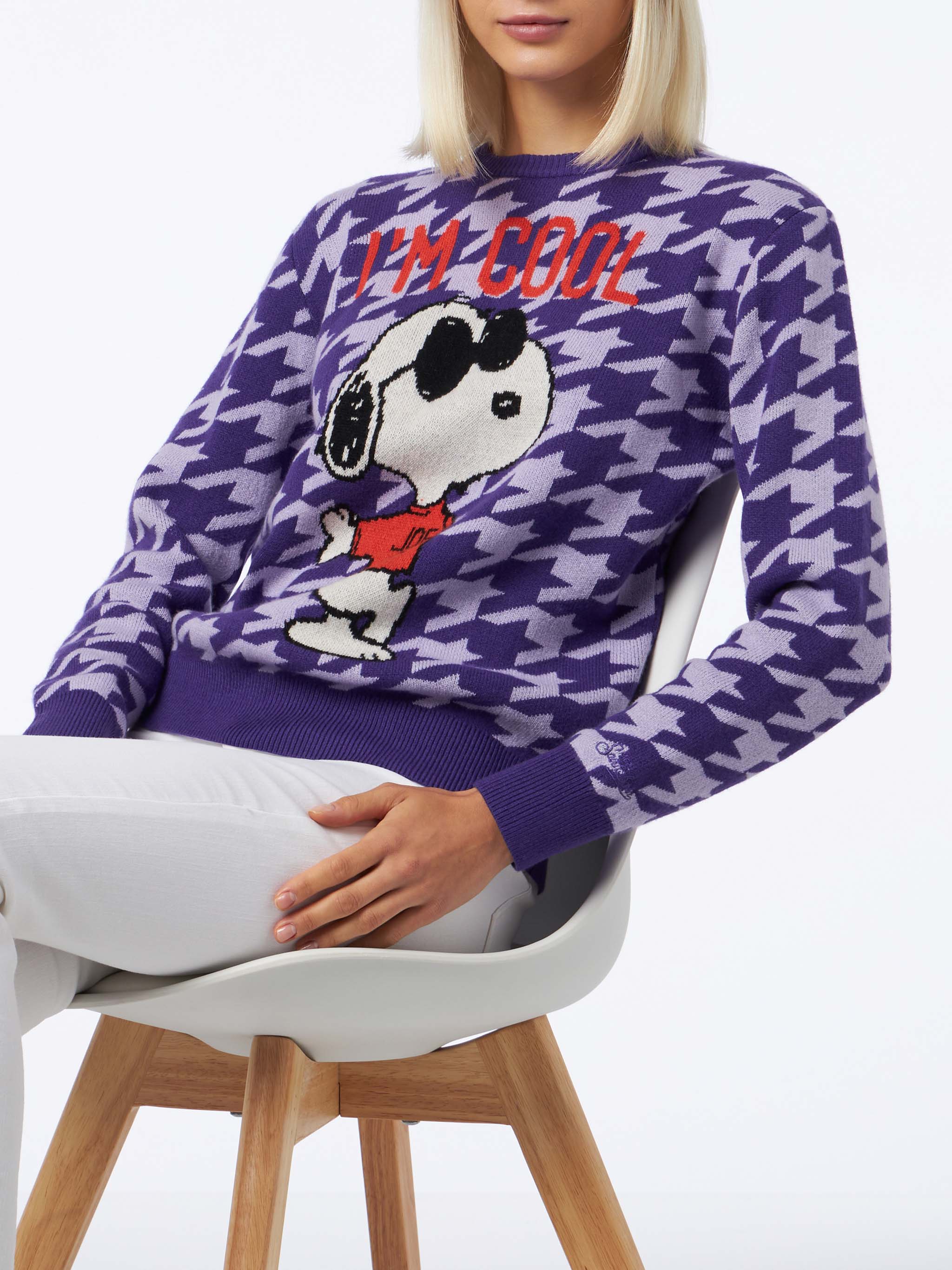 mc2-saint-barth-new-queen-maglia-donna-viola-pied-de-poule-snoopy-special-editio image 1