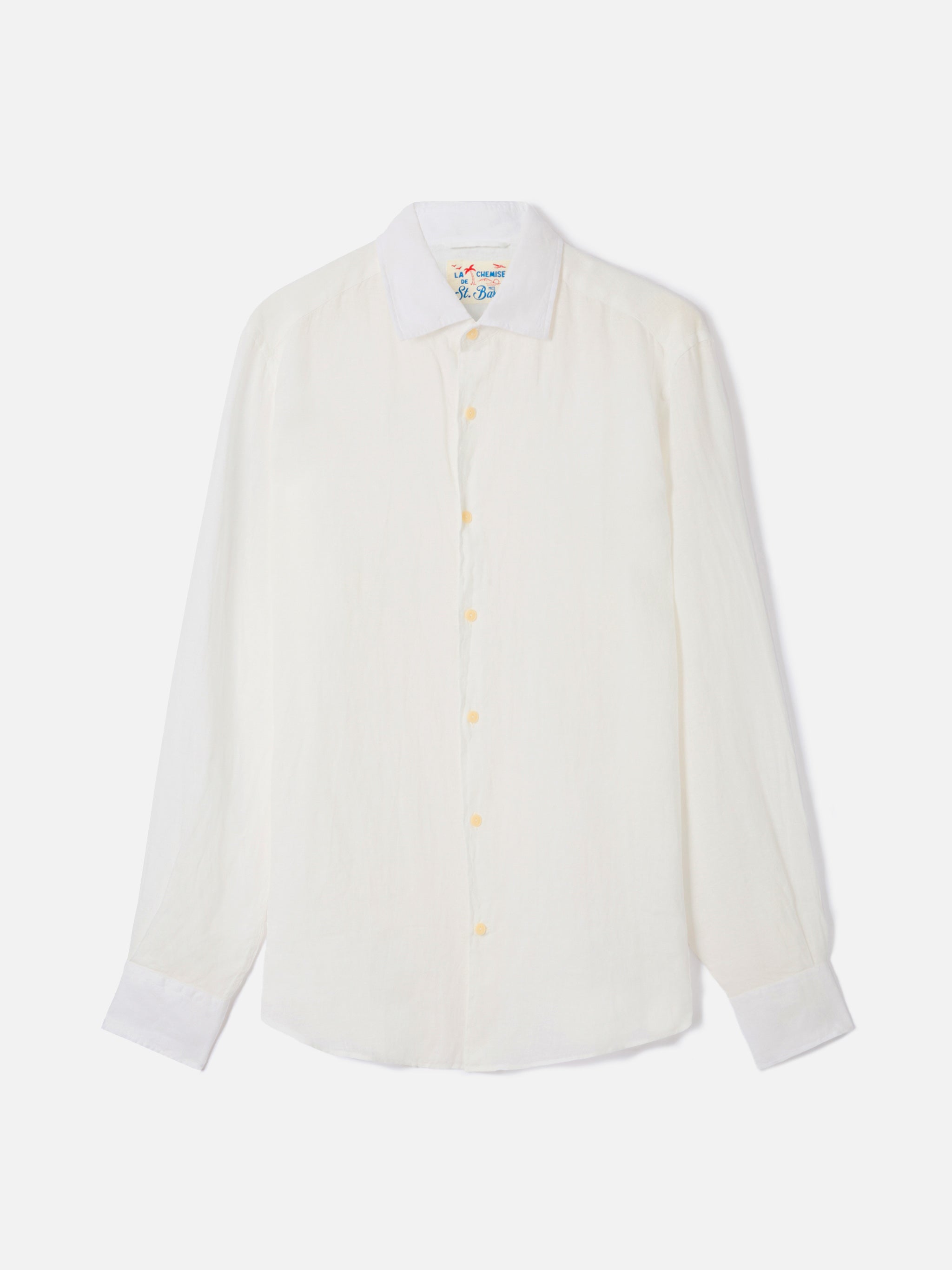 mc2-saint-barth-pamplona-camicia-uomo-in-lino-bianco-tinta-unita image 6