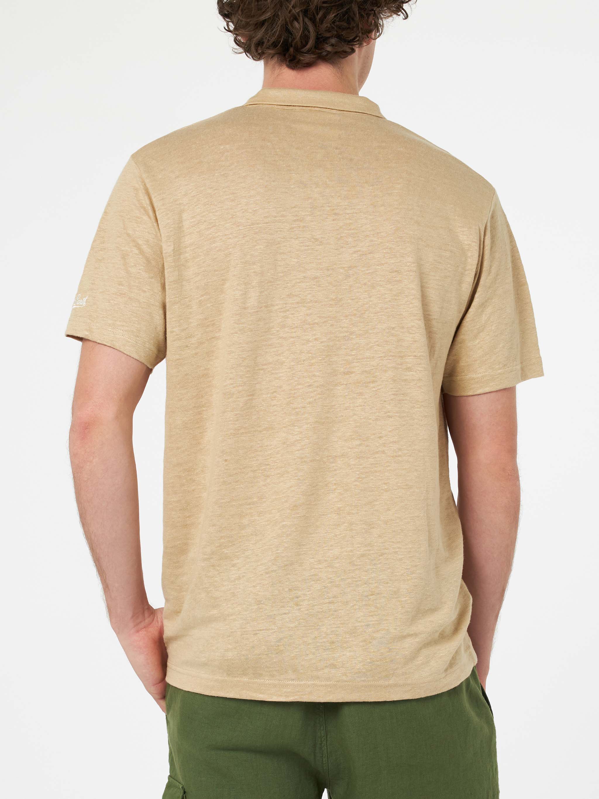 mc2-saint-barth-polo-fraser-senza-bottoni-in-lino-beige-uomo image 3