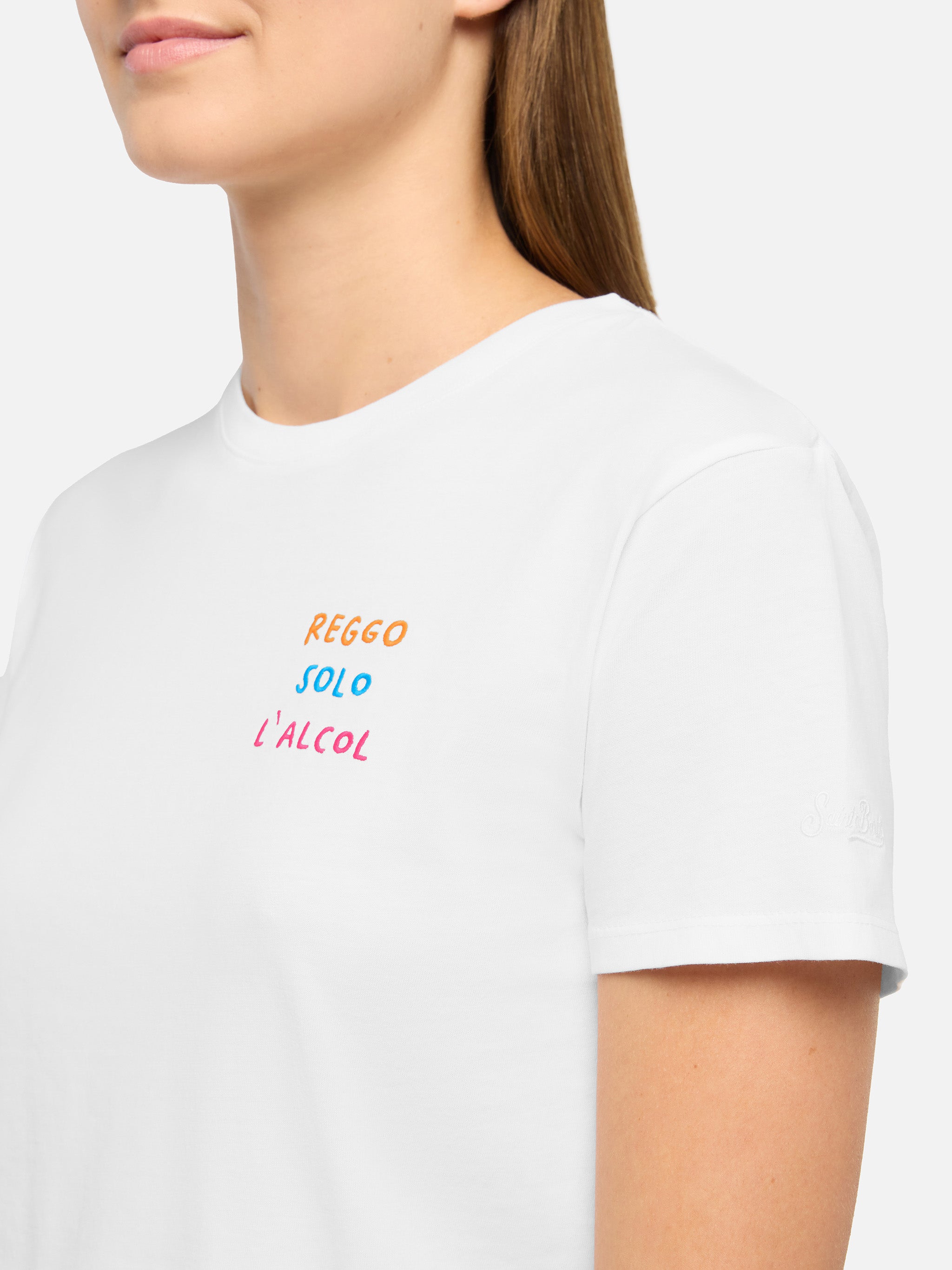mc2-saint-barth-emilie-t-shirt-donna-cotone-bianca-ricamo-reggo-solo-alcool image 2