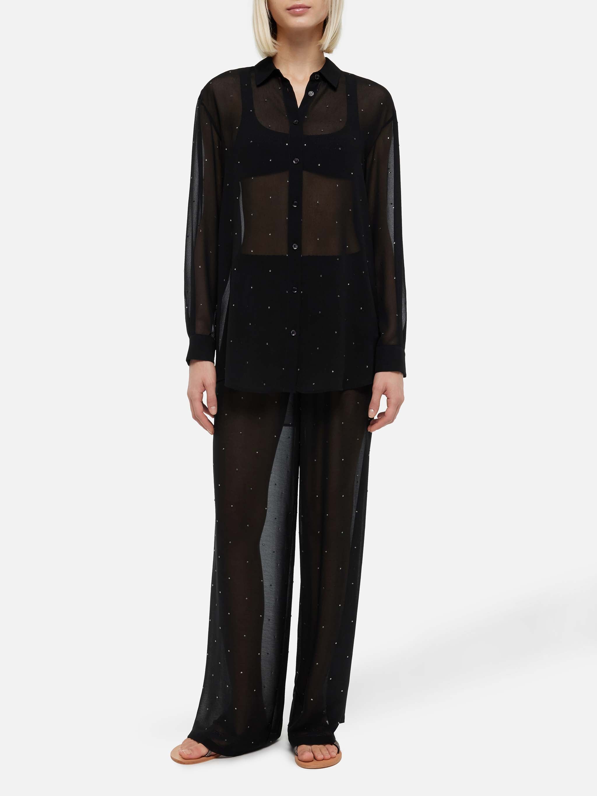 mc2-saint-barth-amalia-pantaloni-donna-georgette-nera-strass-gamba-larga image 4