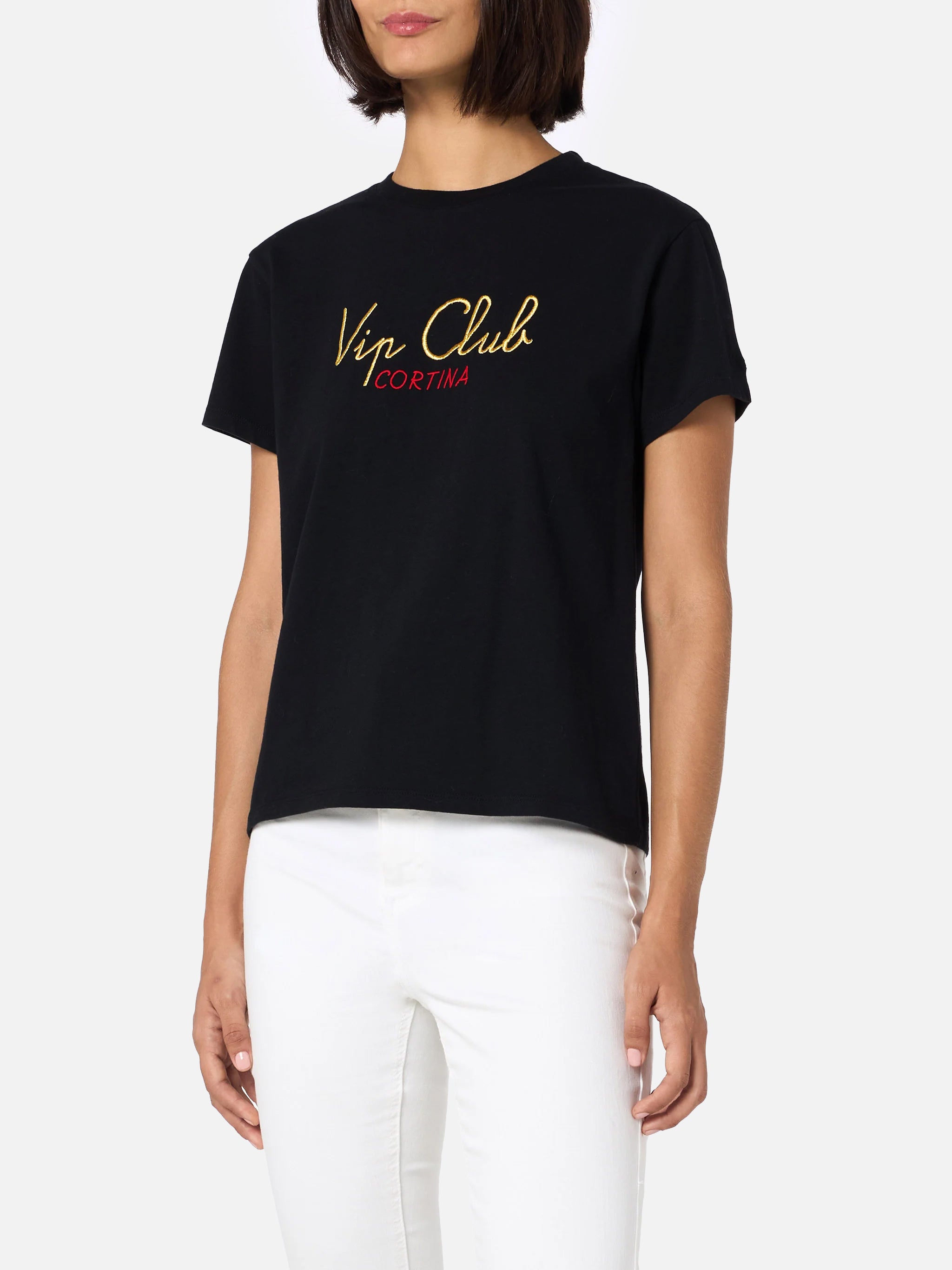 mc2-saint-barth-t-shirt-emilie-donna-nero-vip-club-cortina-special-edition image 2