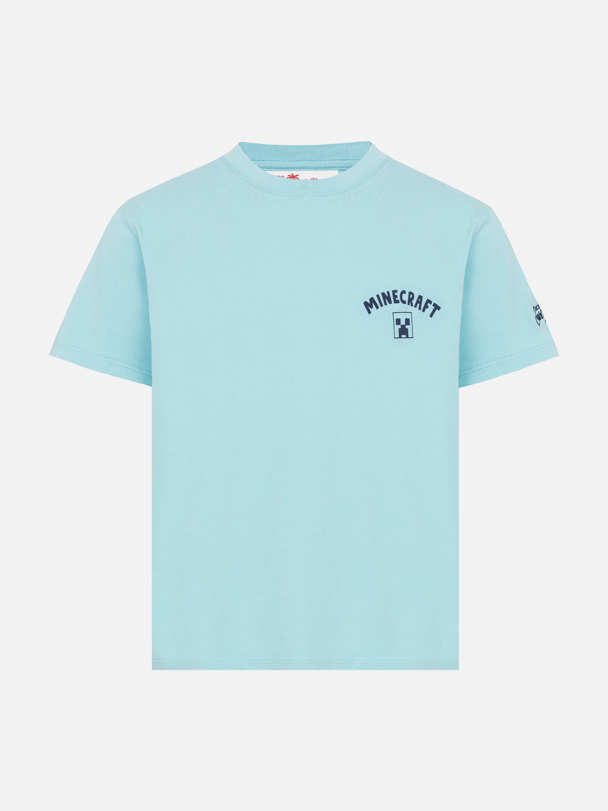 t-shirt-mc2-saint-barth-bambino-in-cotone-verde-acqua-stampa-minecraft-in-st-bar image 1