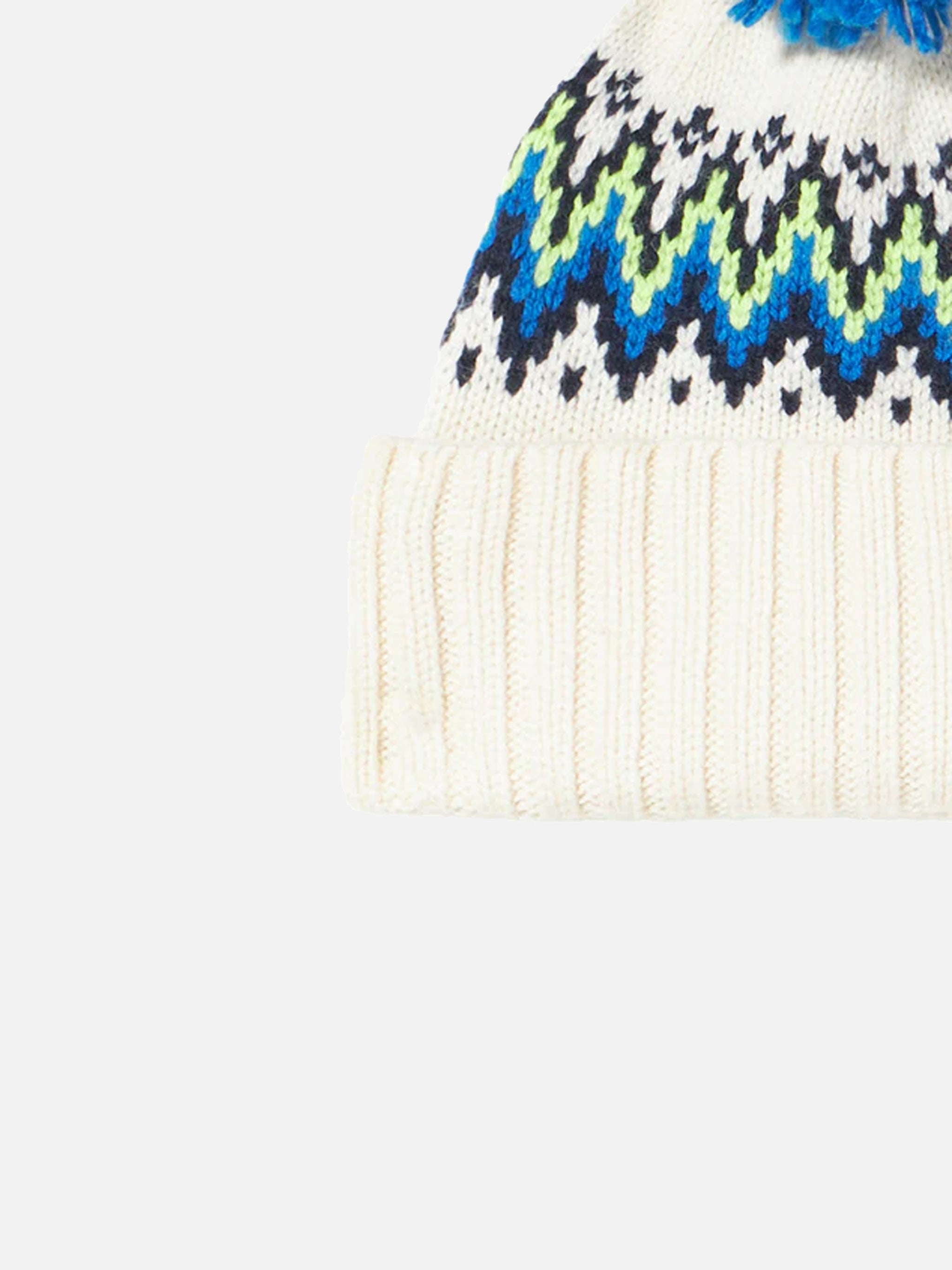 mc2-saint-barth-berretto-bambino-jacquard-islandese-bianco-pompon-blu image 3