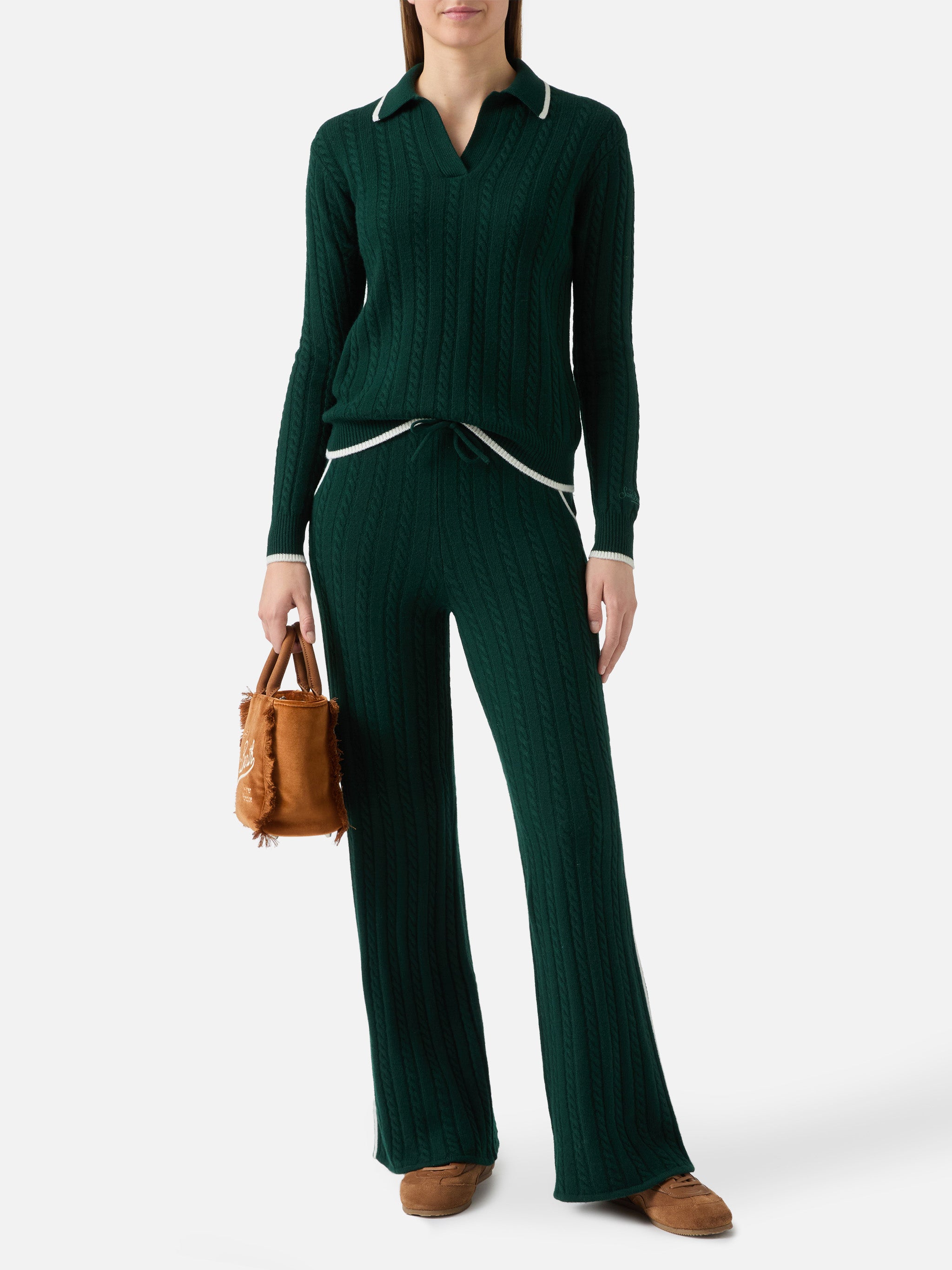 mc2-saint-barth-clichy-polo-trecce-donna-lana-verde-inglese image 3