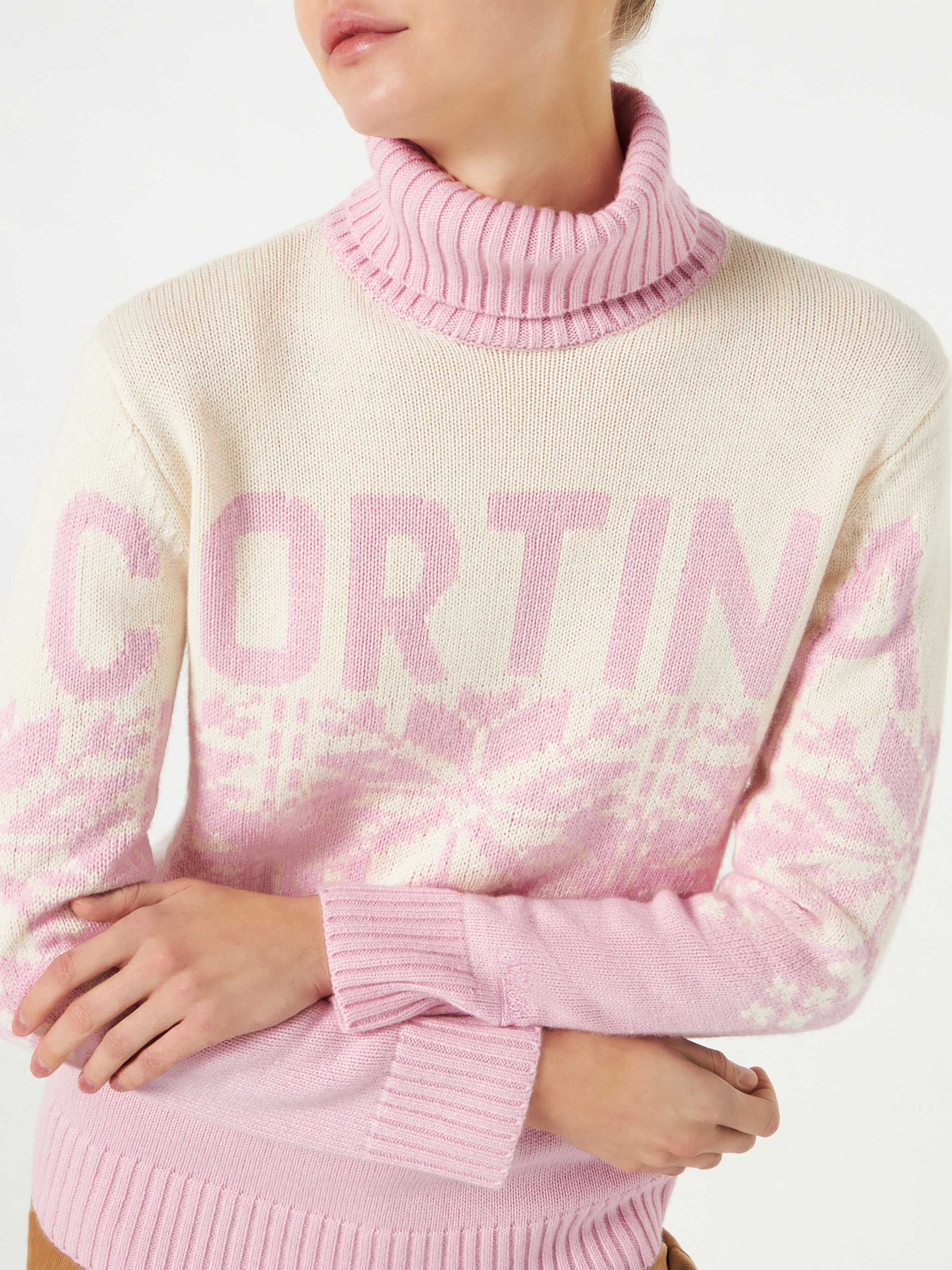 mc2-saint-barth-new-hut-maglione-dolcevita-donna-nordica-rosa-cortina image 2