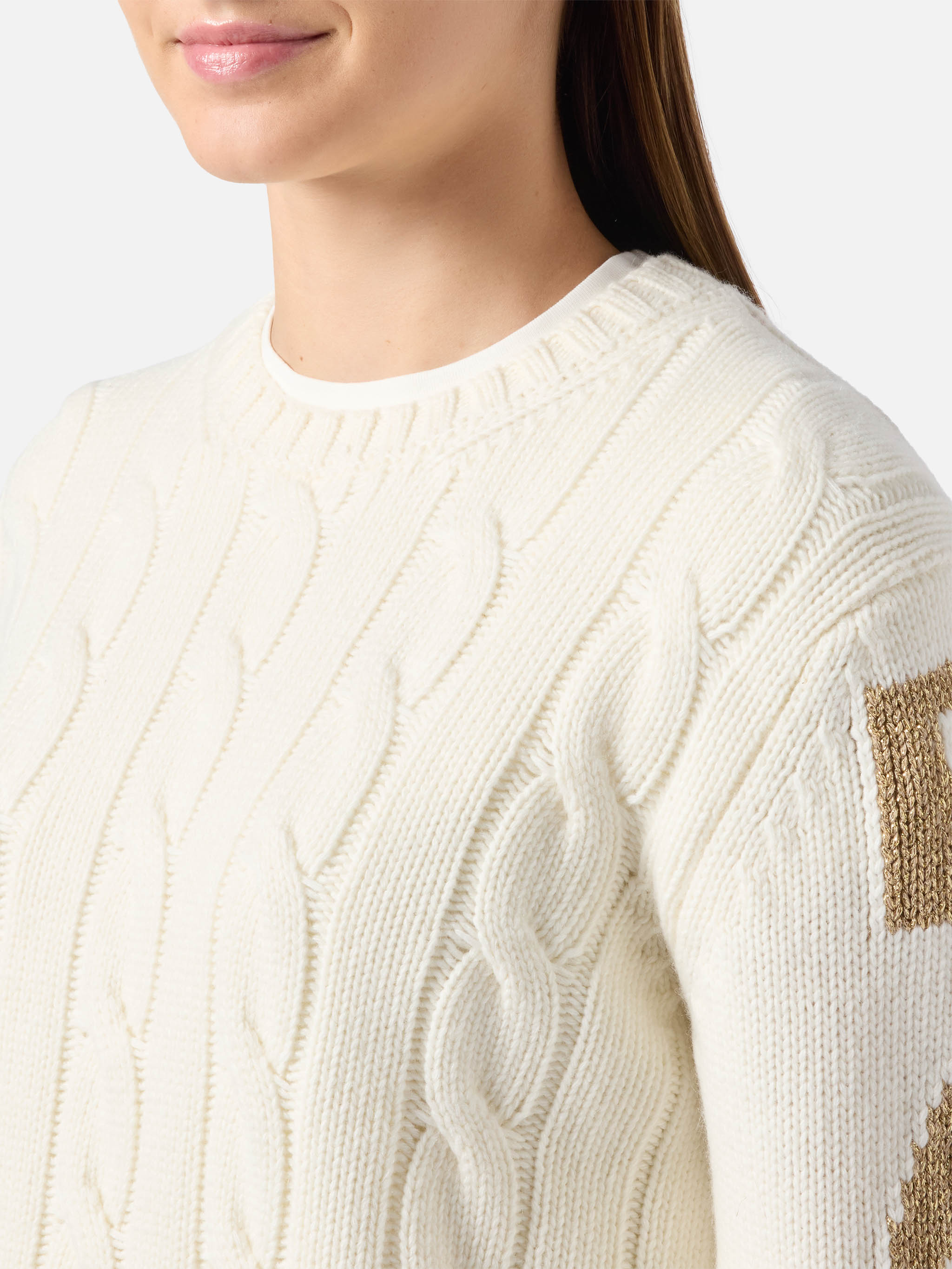 mc2-saint-barth-malmo-maglione-donna-bianco-a-trecce-con-lurex image 3