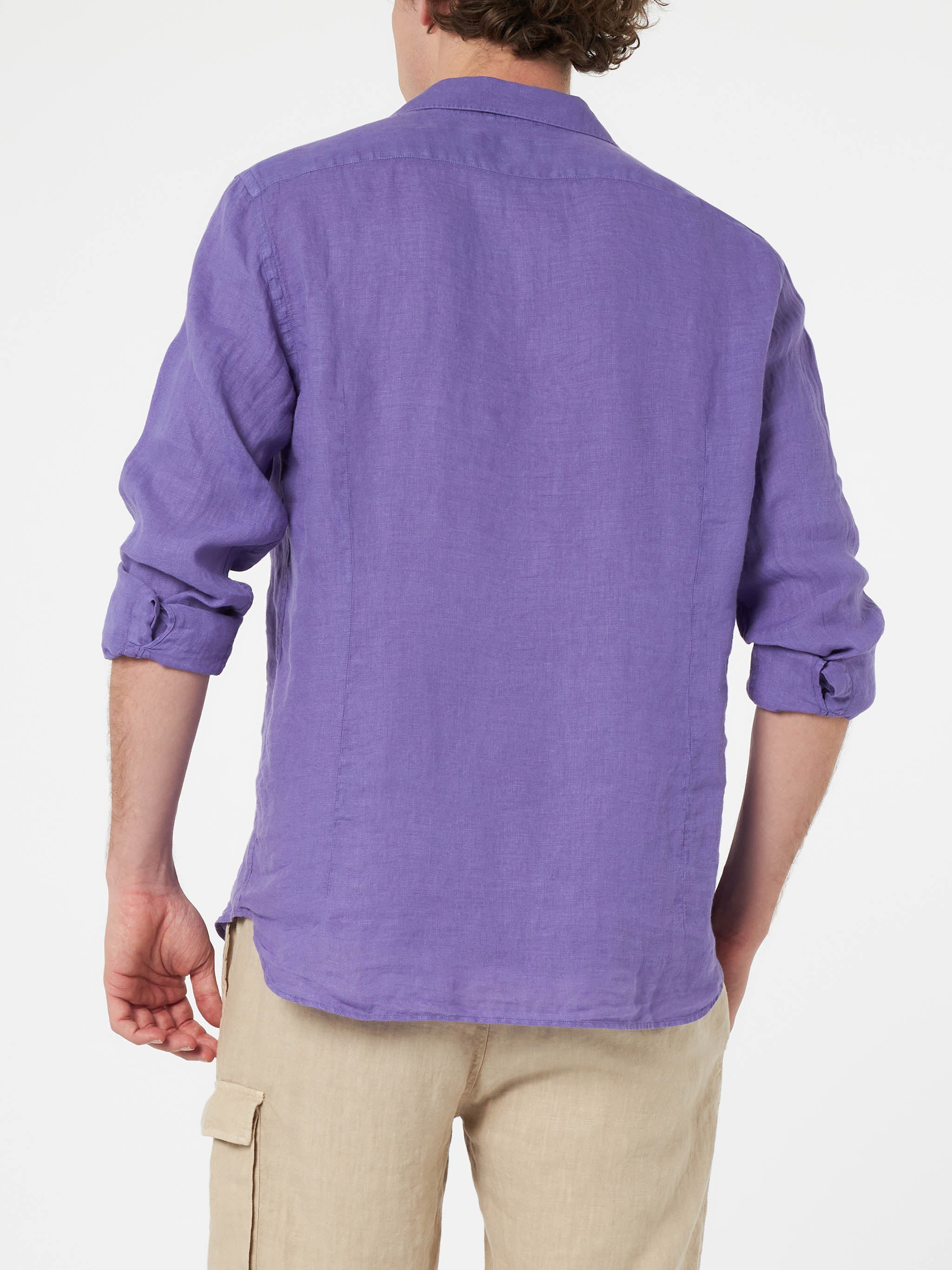 mc2-saint-barth-camicia-uomo-pamplona-in-lino-viola-vintage image 2