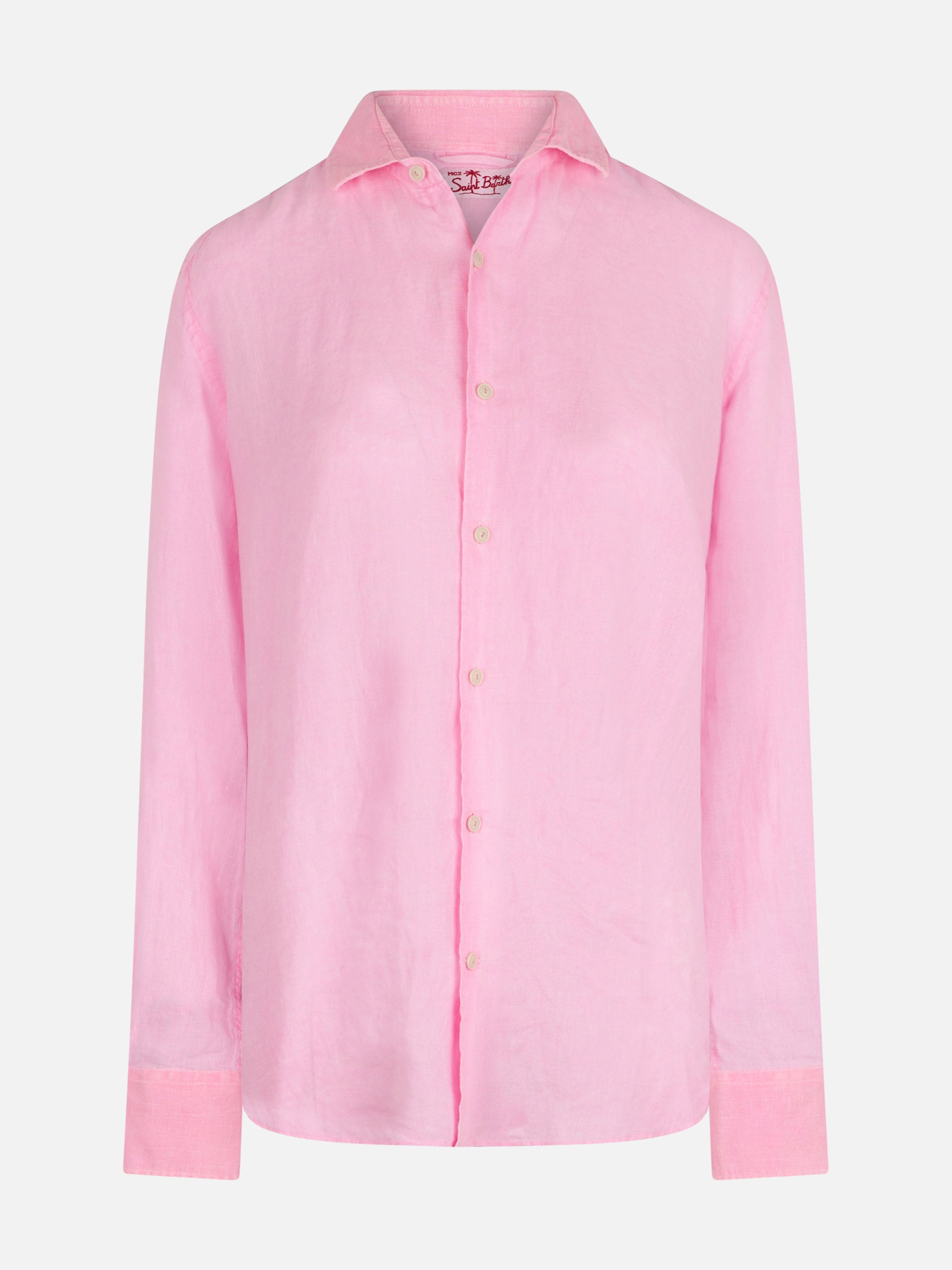 mc2-saint-barth-pamplona-camicia-uomo-lino-rosa-fluo-watercolor image 4