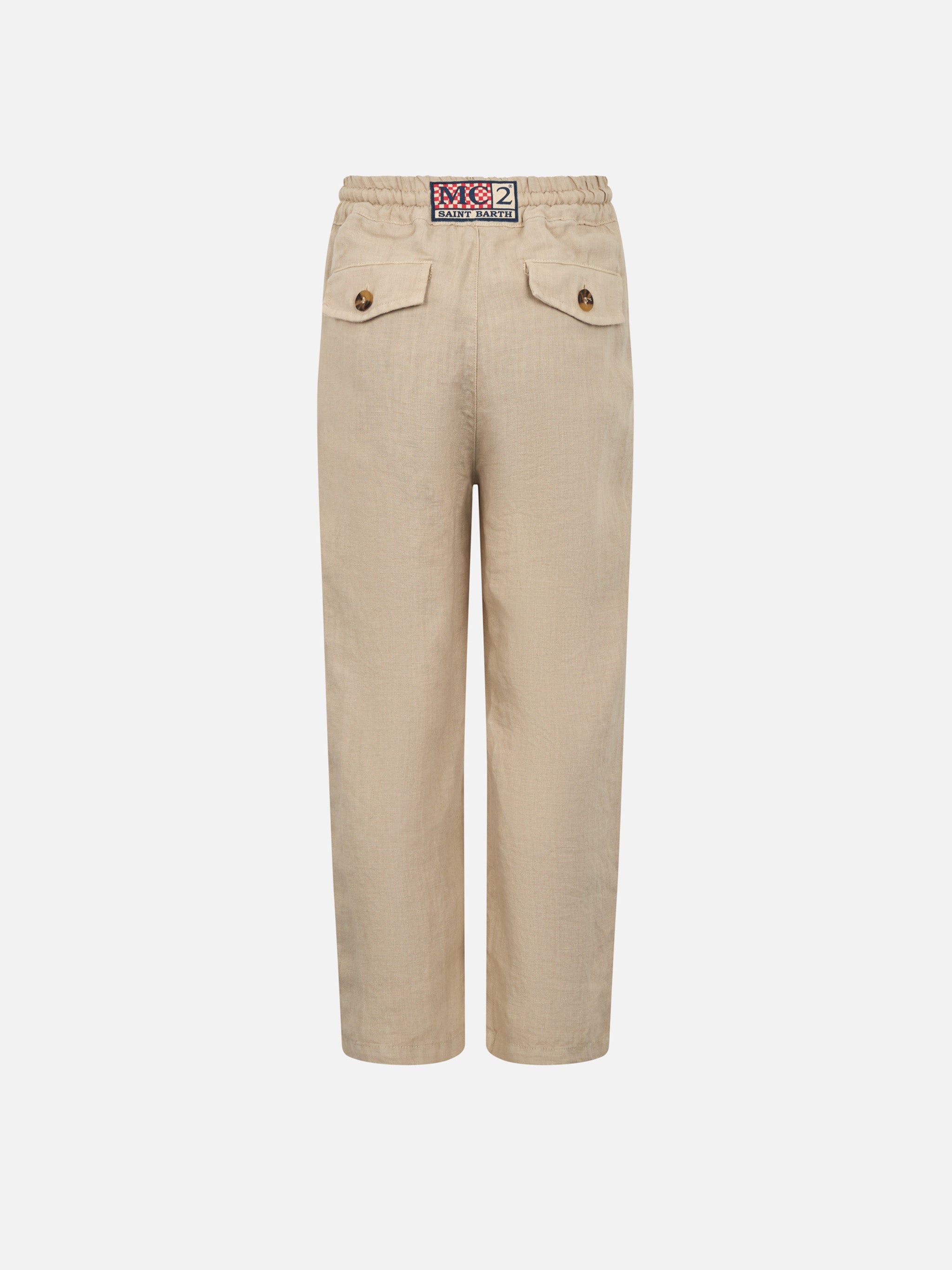 mc2-saint-barth-pantaloni-calais-jr-da-bambino-in-lino-100-beige-con-coulisse image 2