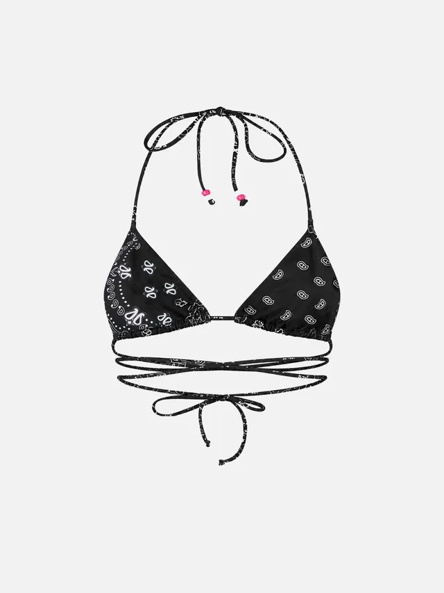 mc2-saint-barth-veronika-top-bikini-triangolo-bandana-nero-con-charms image 1