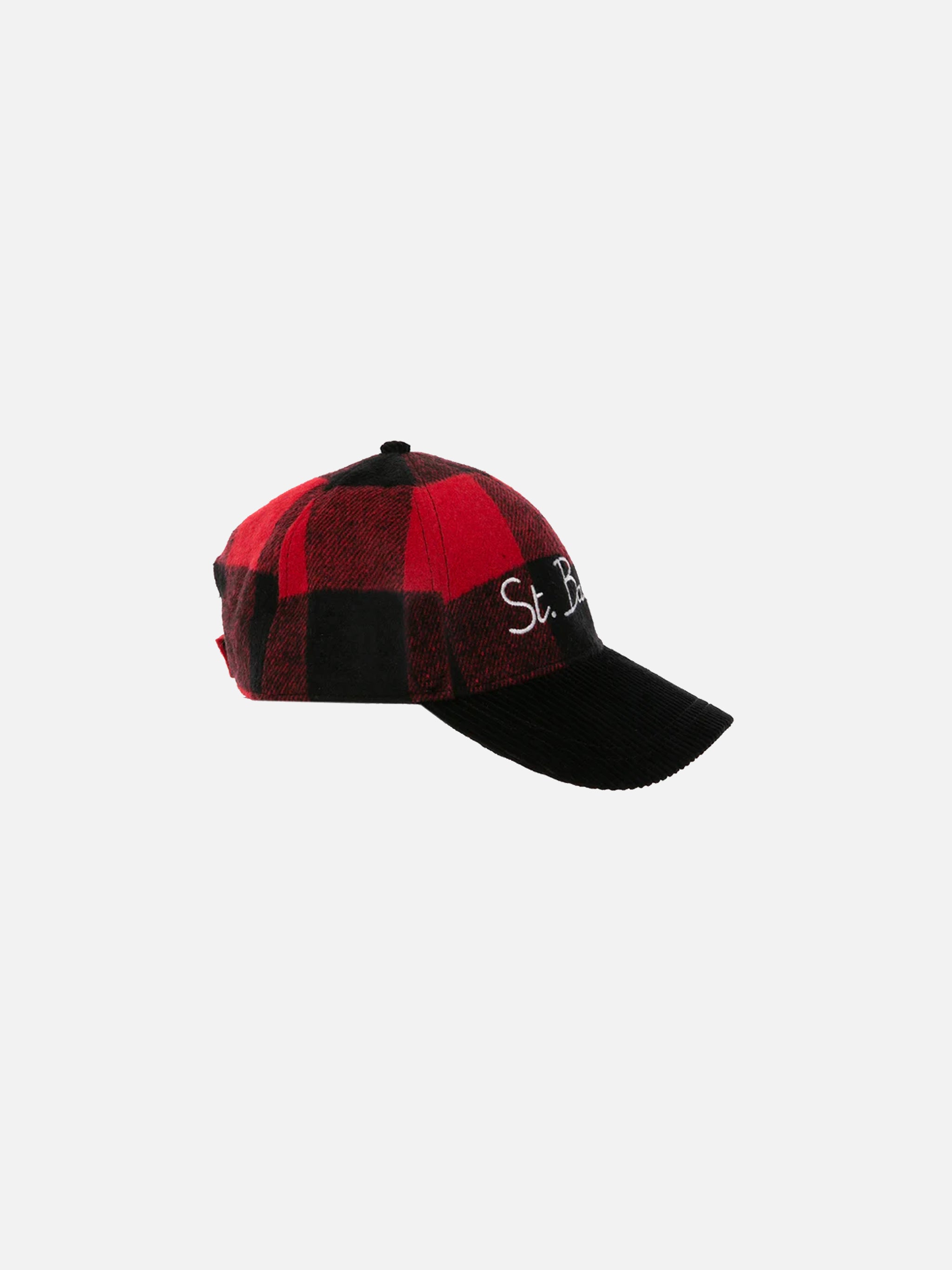 mc2-saint-barth-basb001-berretto-da-baseball-st-barth-rosso-e-nero-a-quadri image 3