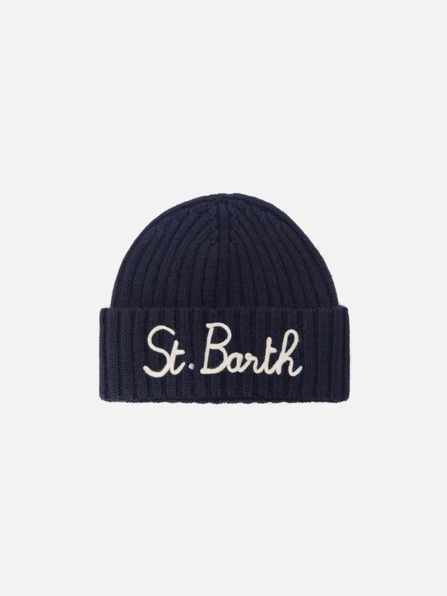 berretto-mc2-saint-barth-wengen-in-misto-cashmere-blu-con-ricamo-st-barth image 1