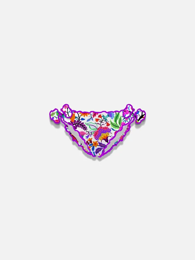 mc2-saint-barth-slip-mare-bambina-fiori-bianco-con-lacci-laterali image 1