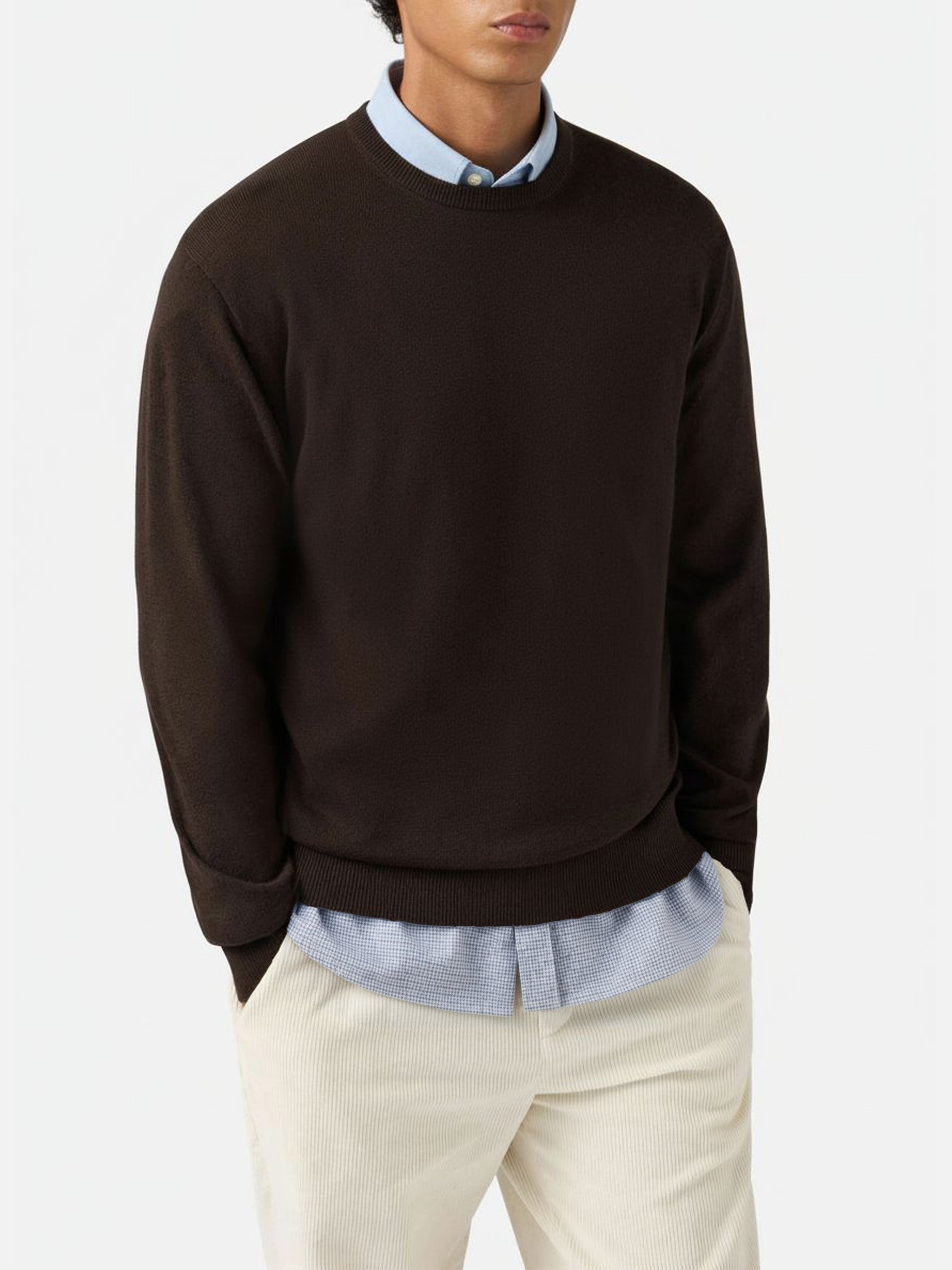 mc2-saint-barth-maglione-girocollo-regent-in-lana-merino-e-cashmere-marrone-da-u image 1