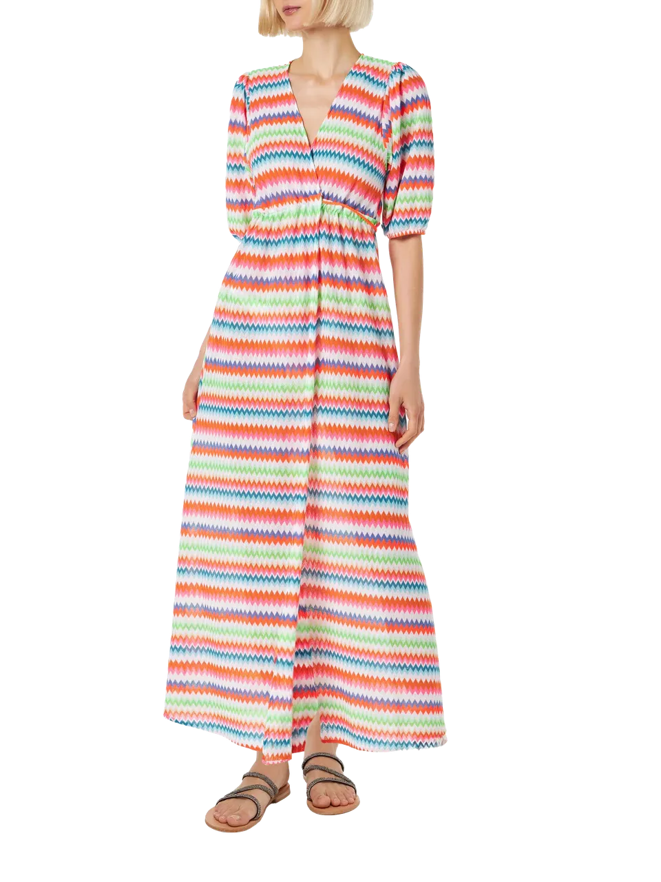 mc2-saint-barth-abito-lungo-da-spiaggia-in-maglia-chevron-multicolor image 1