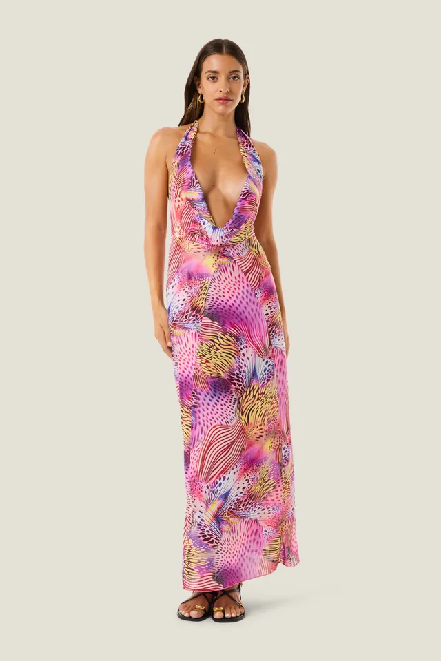 4giveness-abito-lungo-pink-butterfly-donna-cover-up image 1
