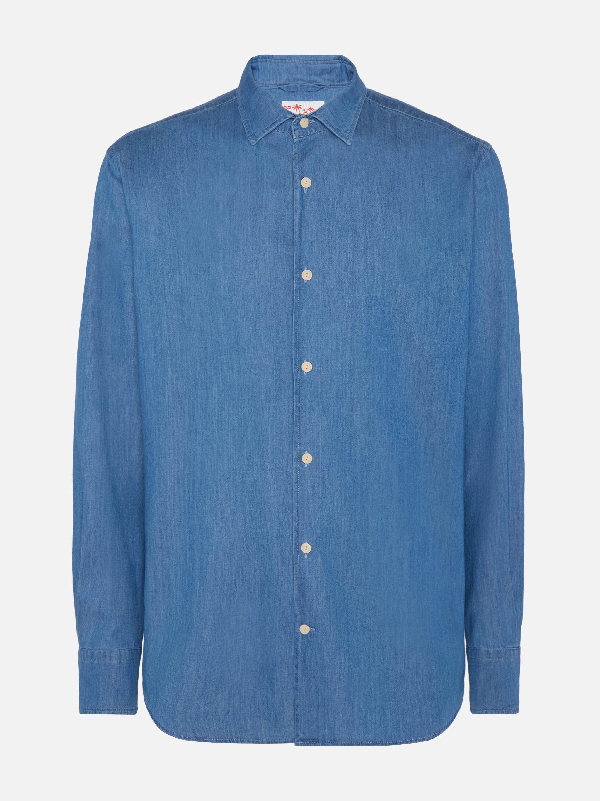 camicia-mc2-saint-barth-pamplona-in-chambray-blu-denim-scuro-maniche-lunghe-vest image 4