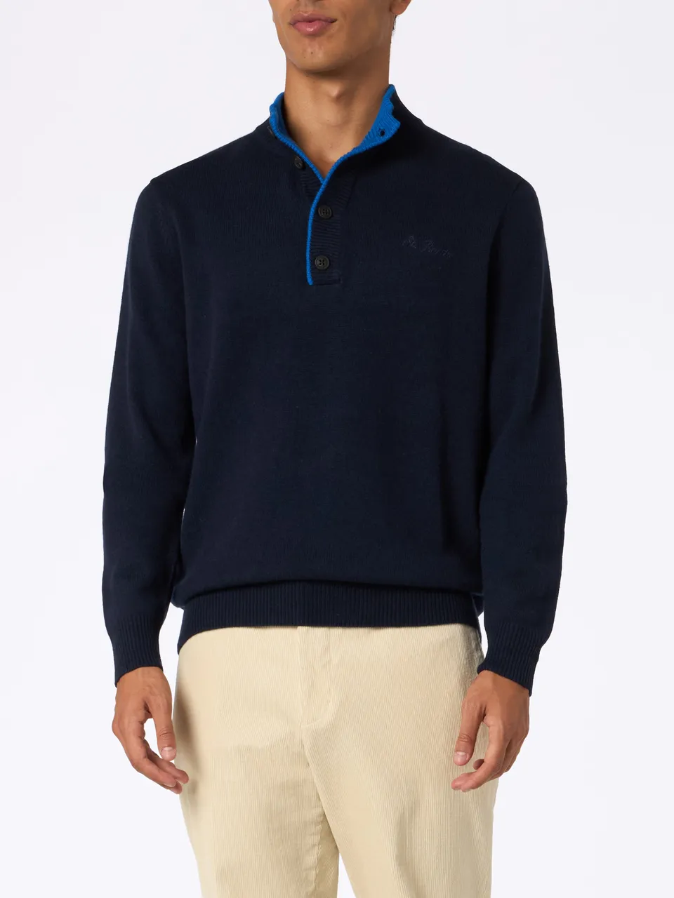 mc2-saint-barth-maglione-polo-blu-navy-uomo-in-blended-cashmere-mod-dora001 image 1