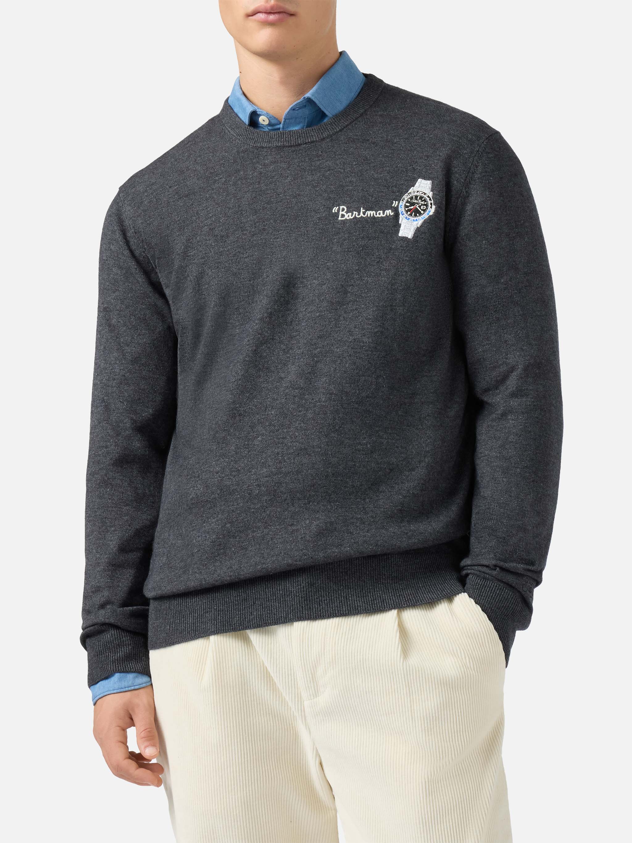 mc2-saint-barth-heron-light-maglia-uomo-cashmere-grigio-ricamo-bartman image 2