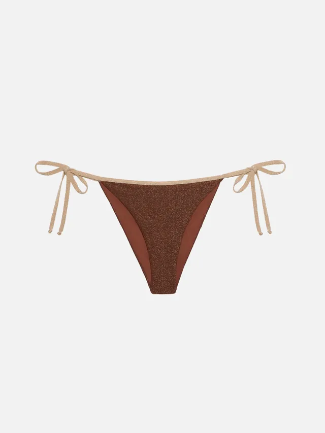 mc2-saint-barth-marielle-slip-mare-donna-lurex-marrone-con-profilo-oro image 1
