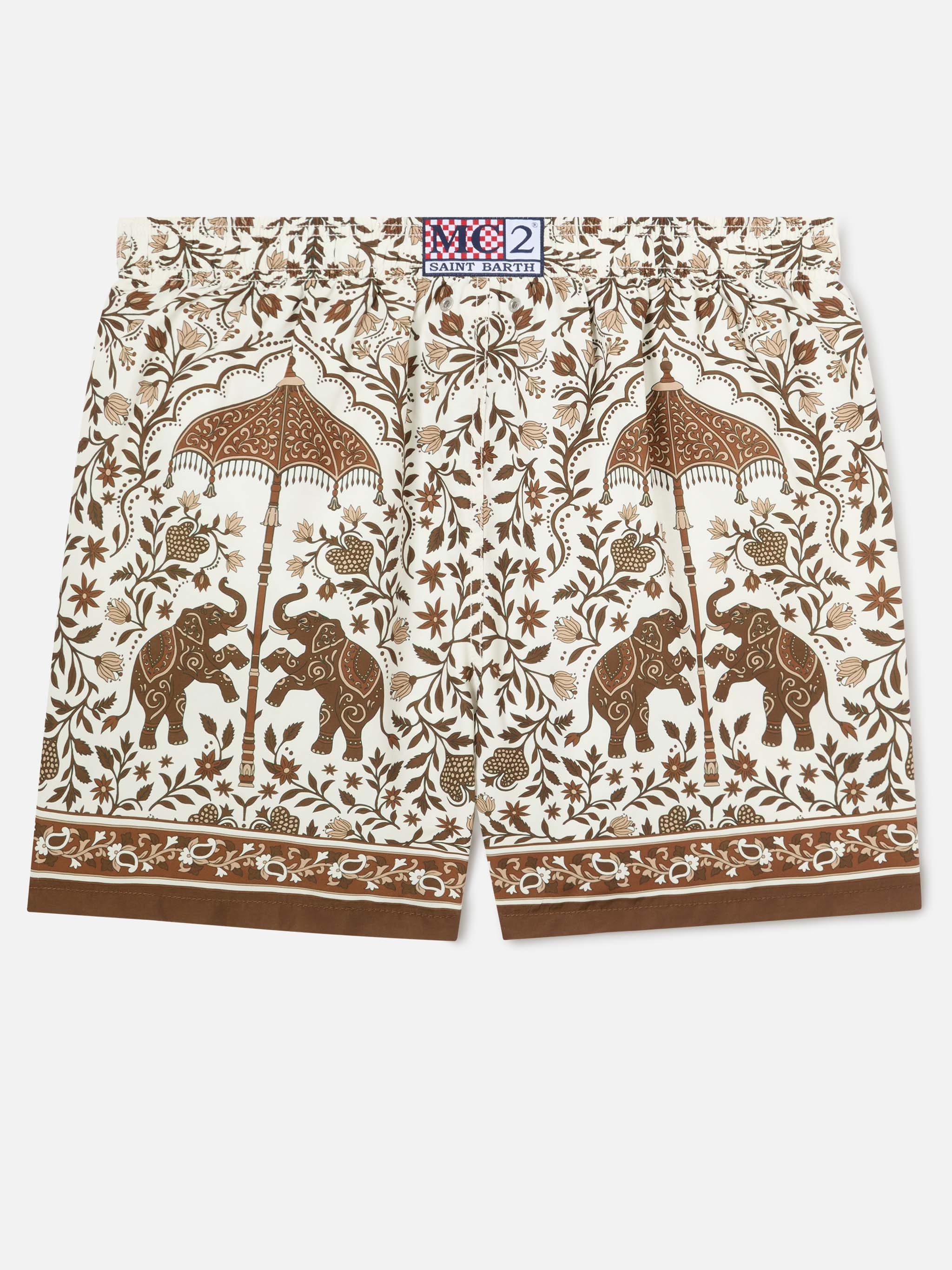 mc2-saint-barth-gustavia-costume-mare-uomo-stampa-ornamentale-marrone image 2